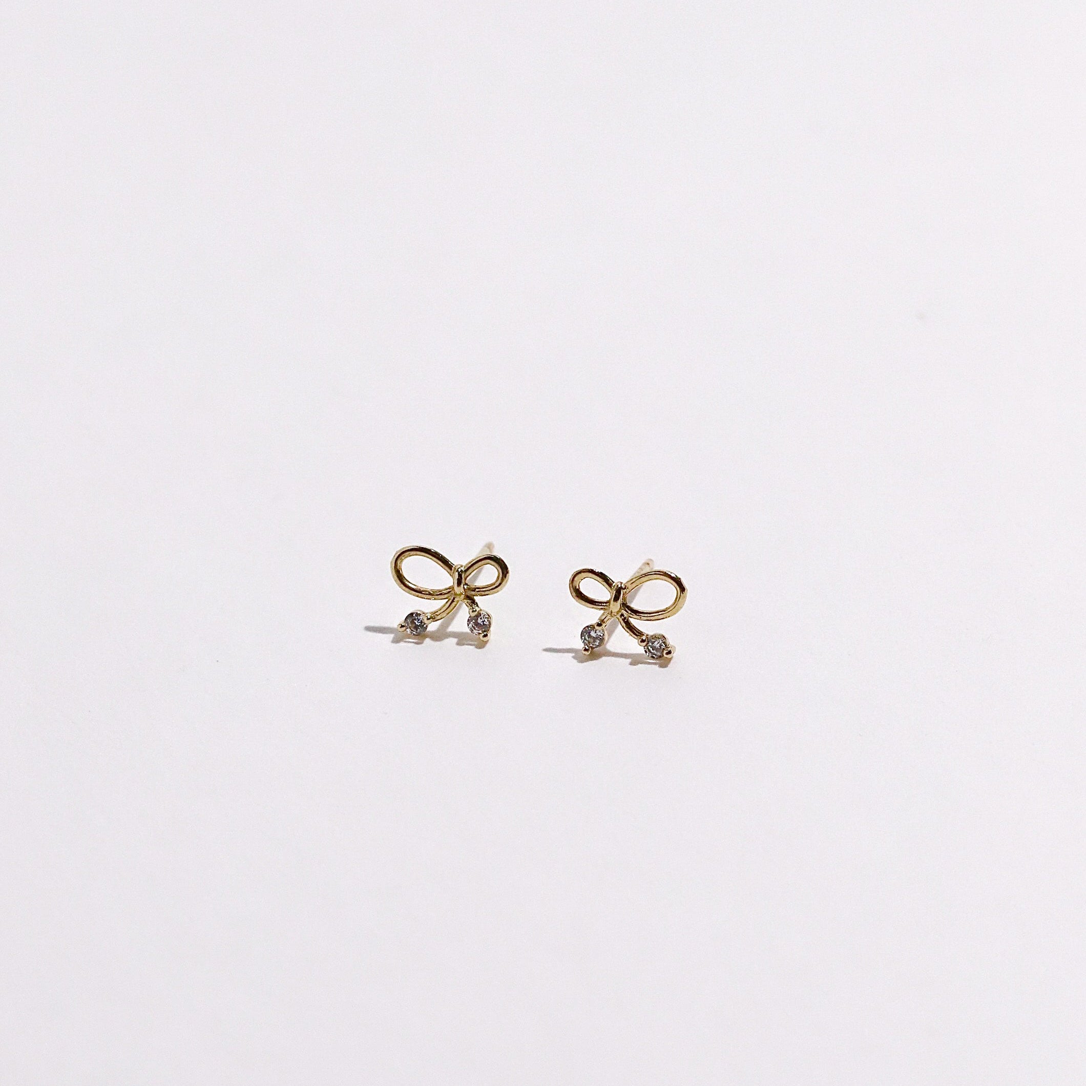 10K Gold Bow with Cubic Studs