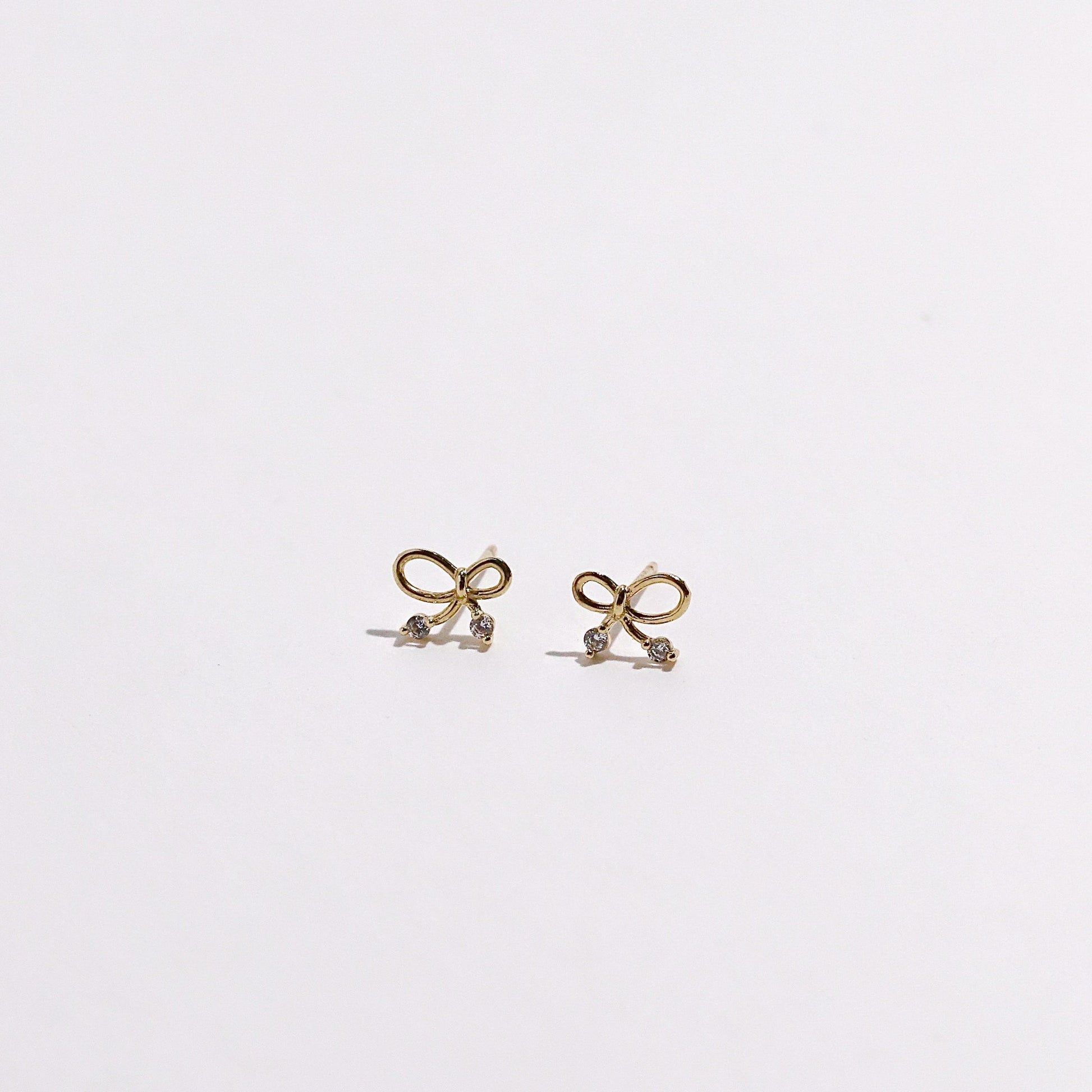 10K Gold Bow with Cubic Studs