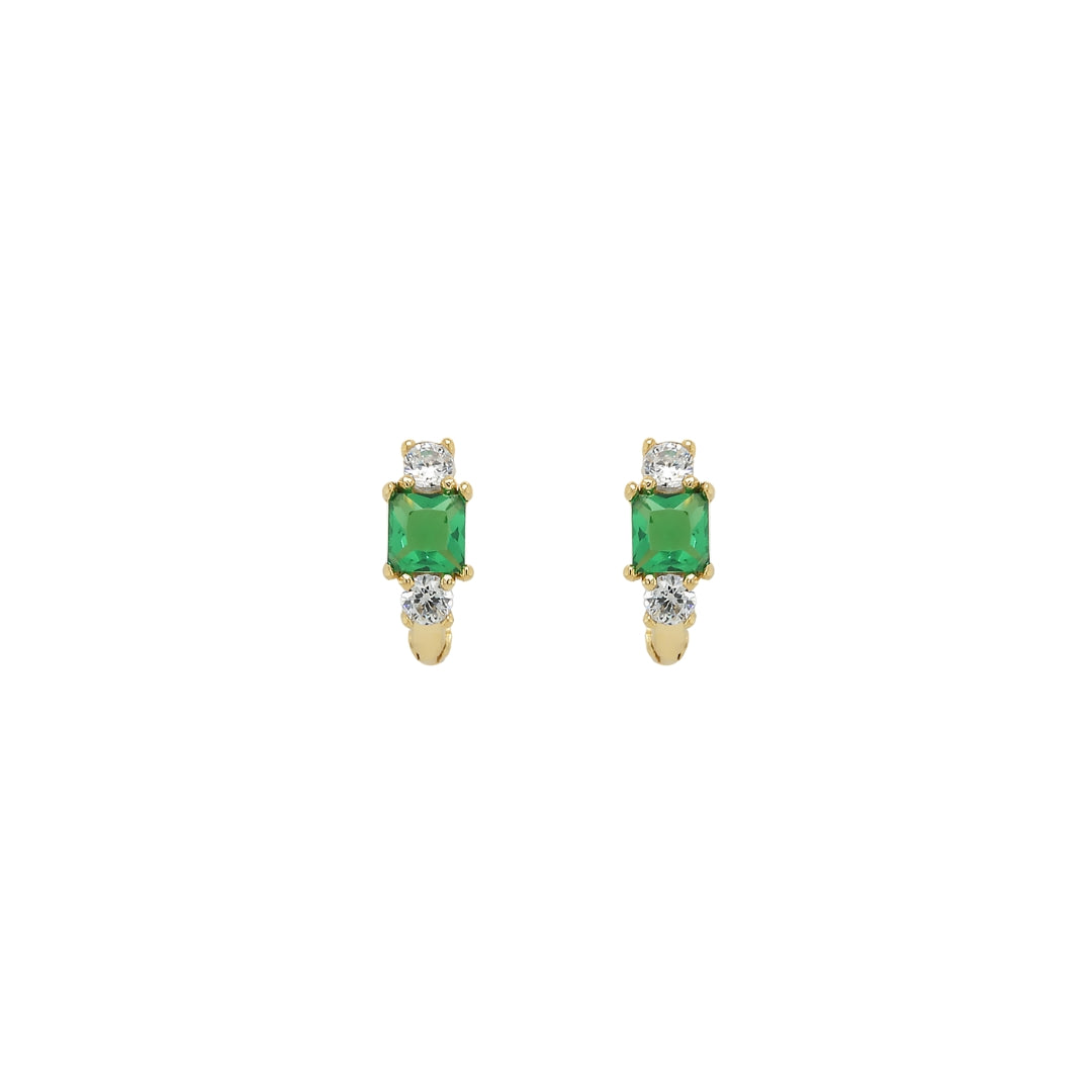 Grren Cubic Huggie Earrings image 0