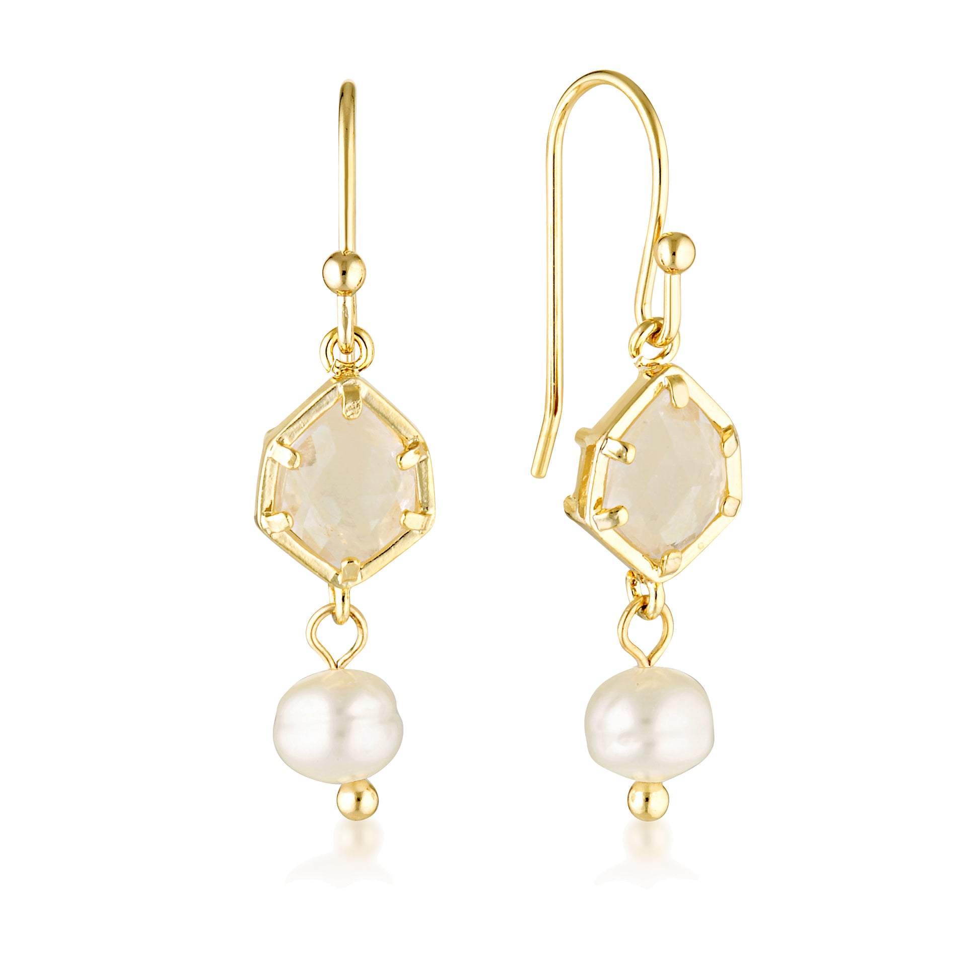 Natural Stone + Pearl Drop Earrings image 3