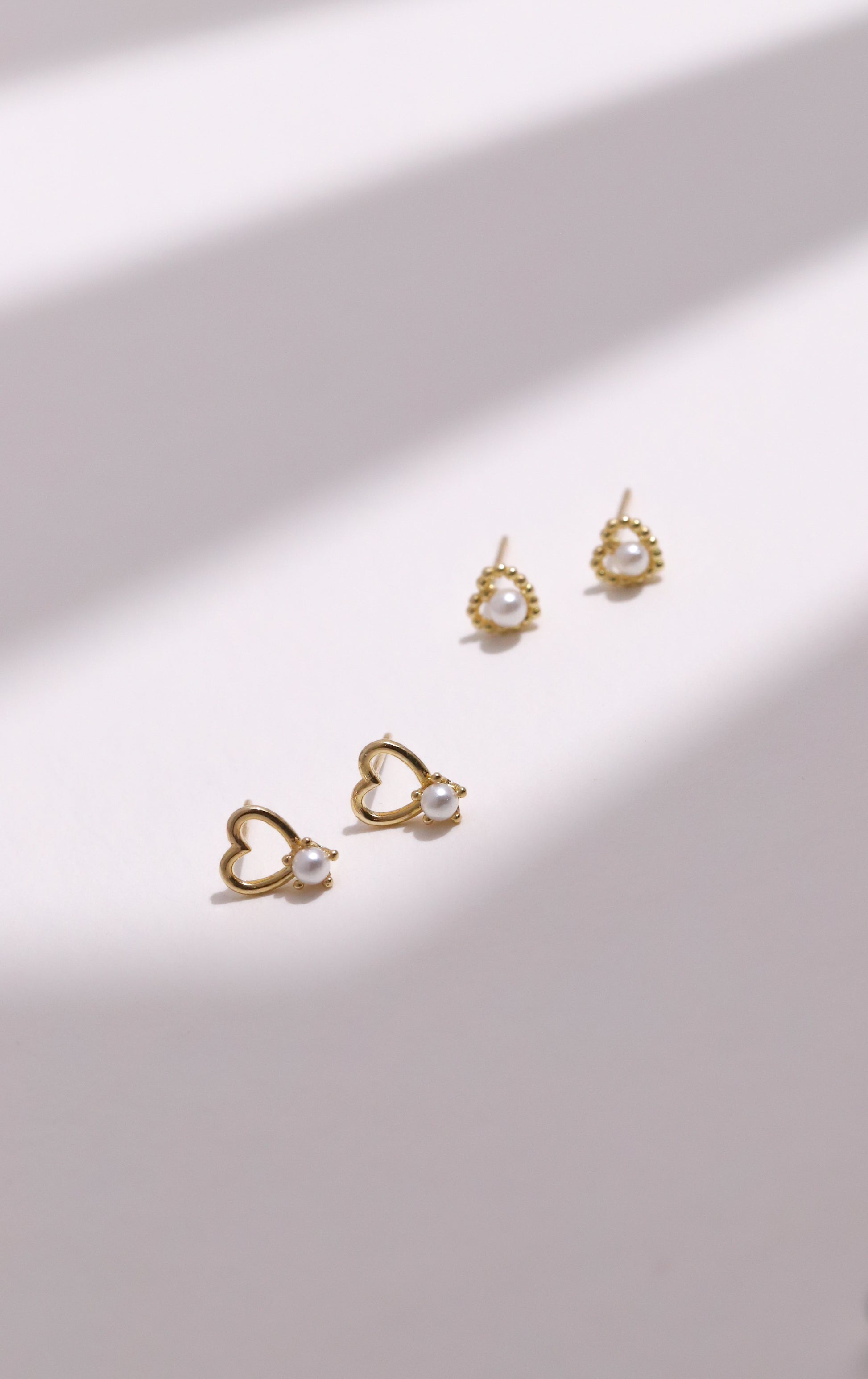 10K Gold Open Heart with Pearl Studs