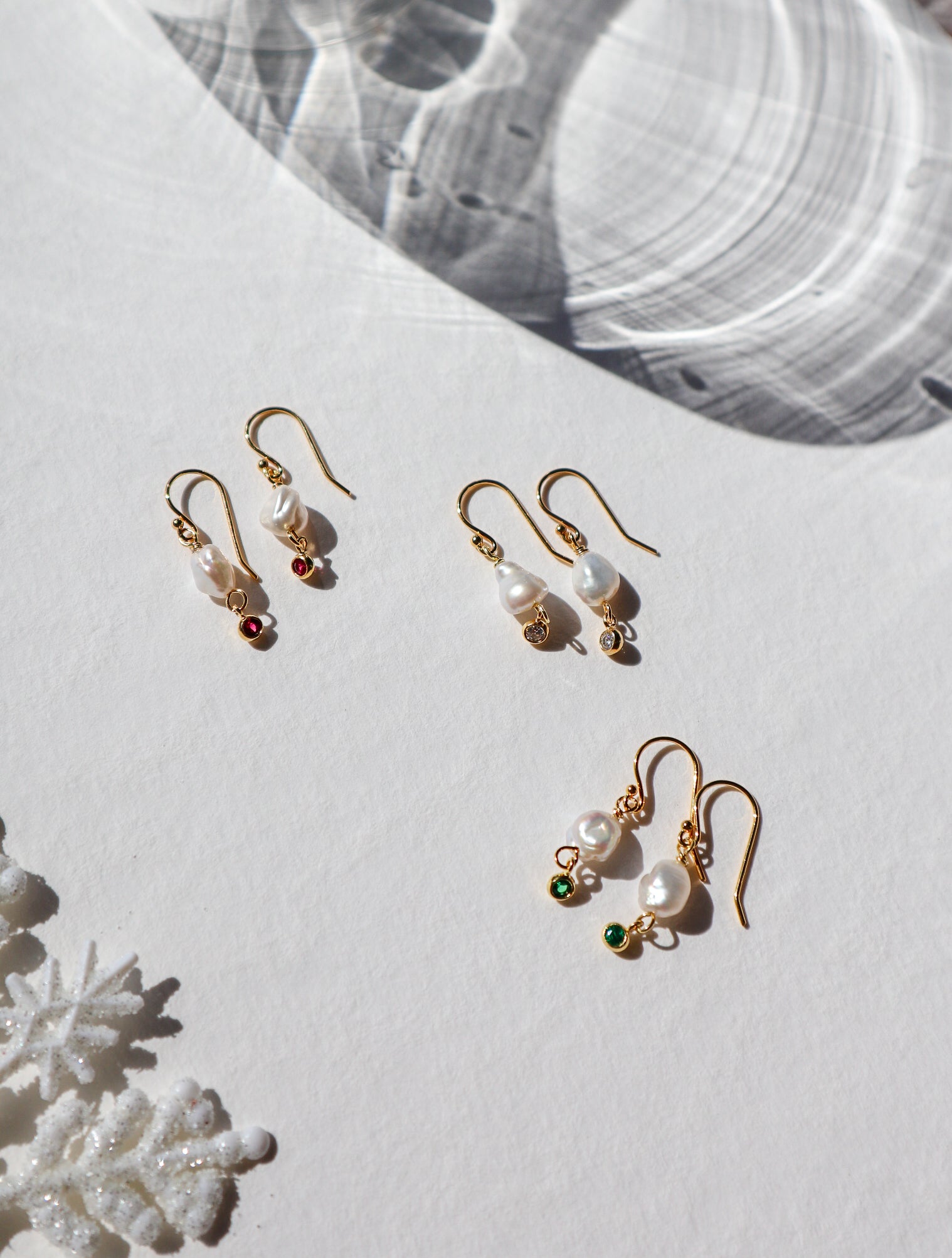 Cubic Drop Pearl Earrings image 0