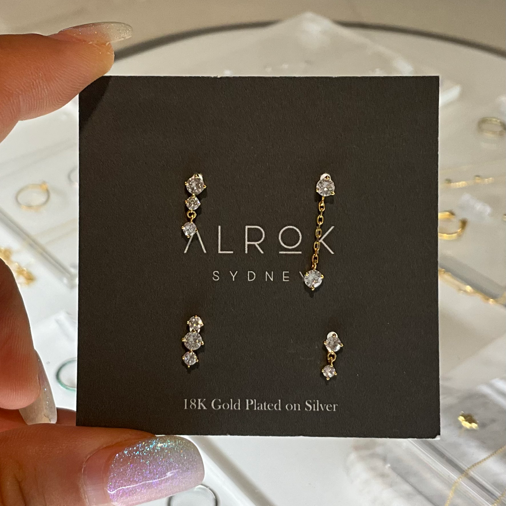 Diamante 4 Stud Earrings Set image 0