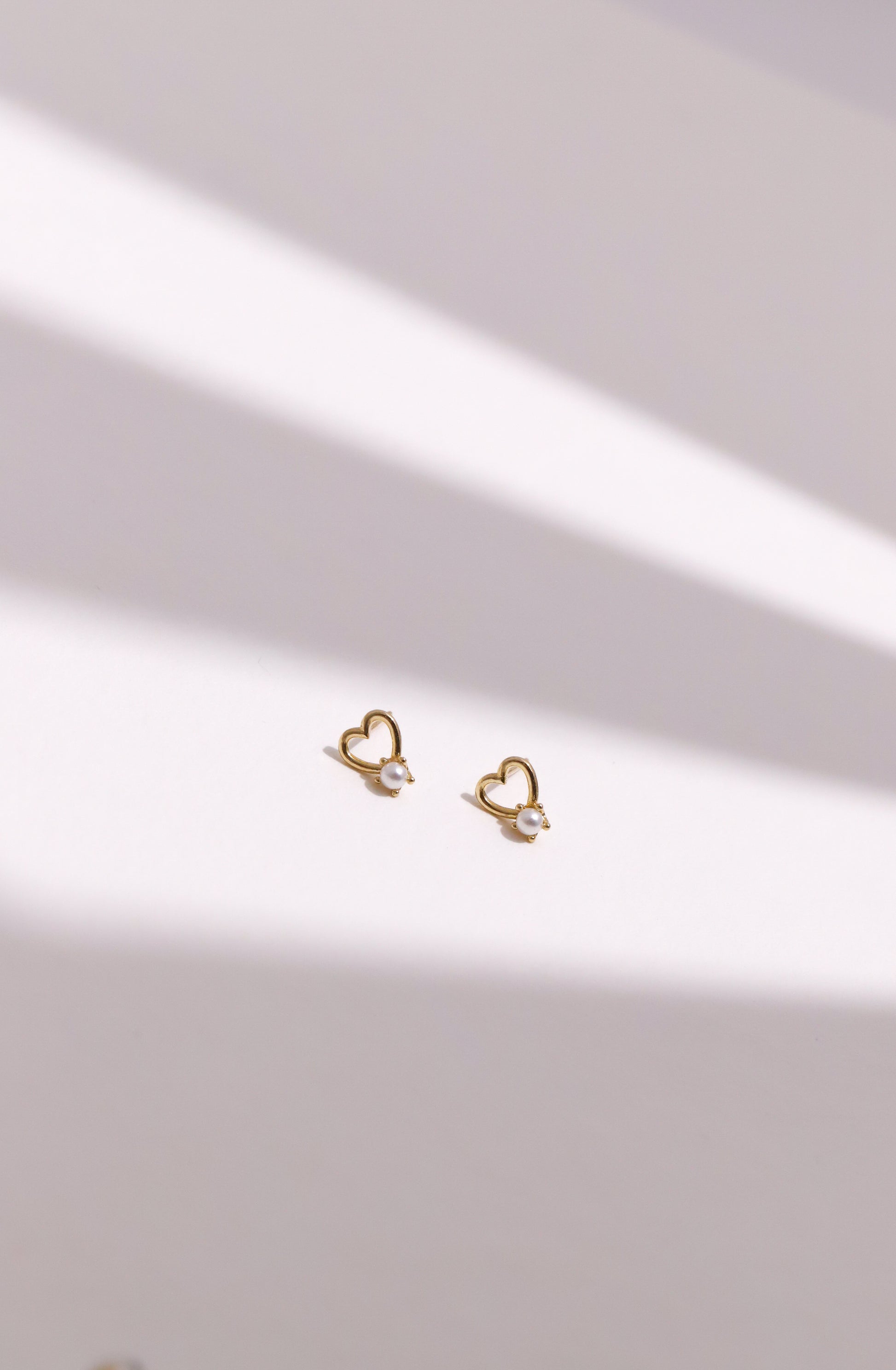 10K Gold Open Heart with Pearl Studs