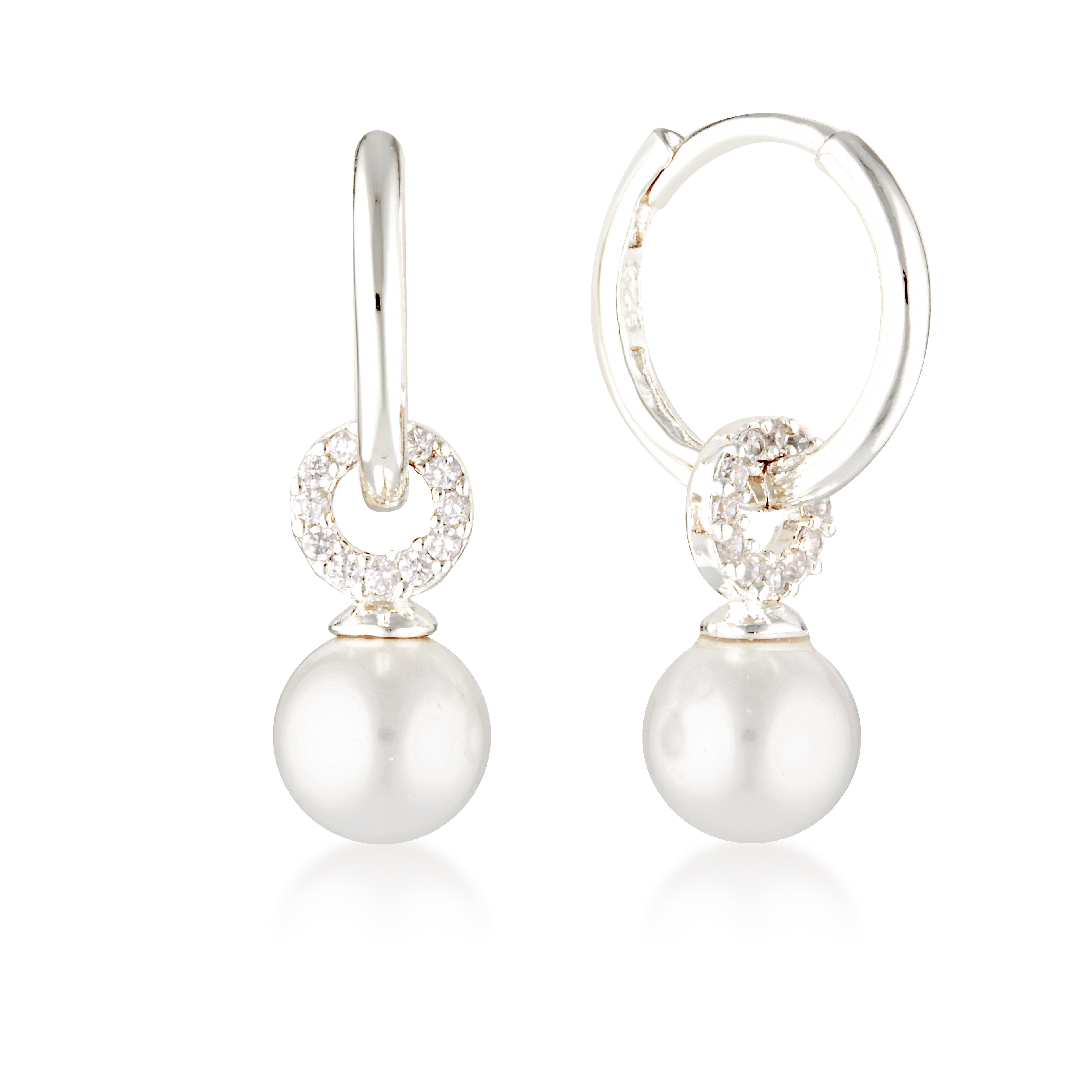 Pearl Charm Hoop Earrings image 1