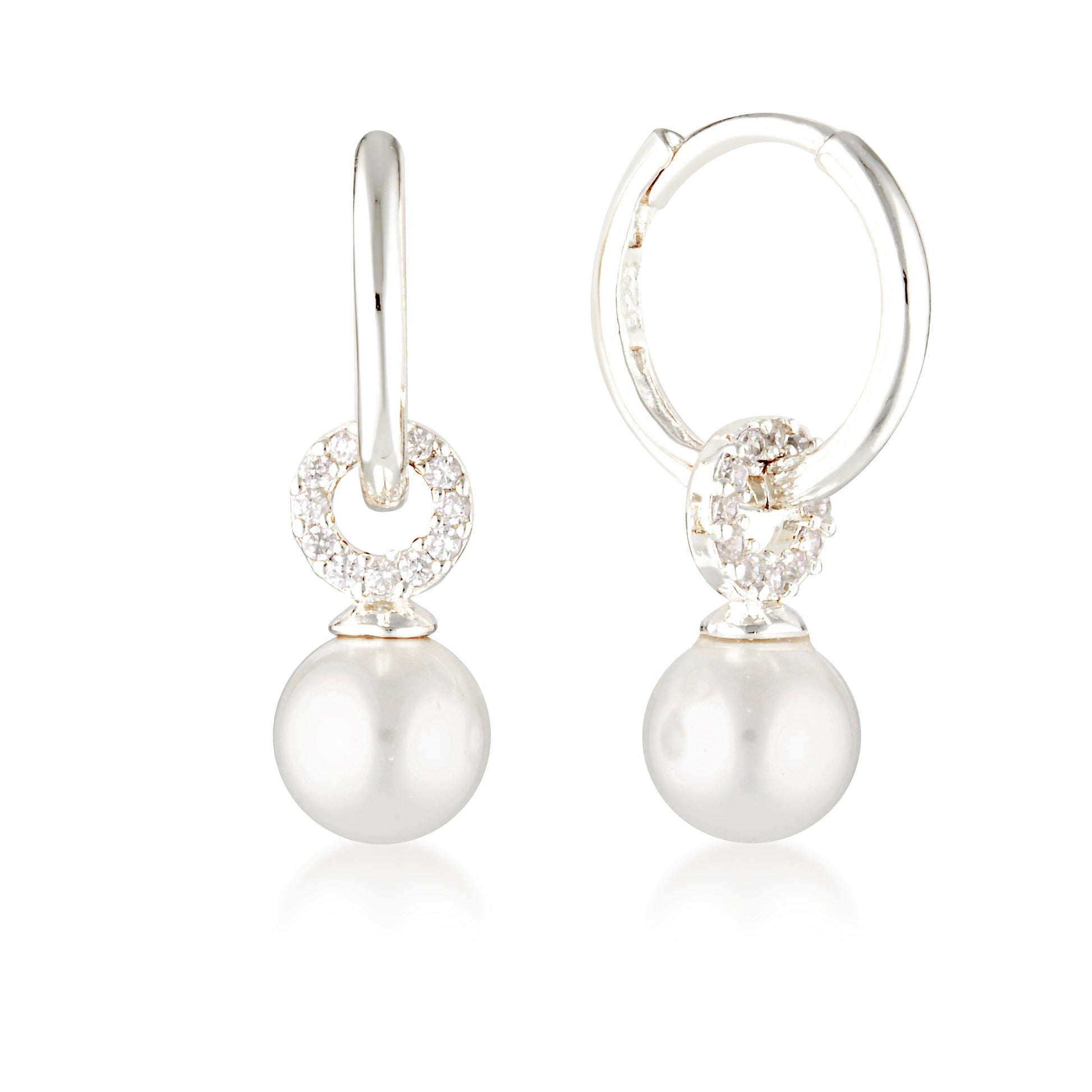 Pearl Charm Hoop Earrings image 1
