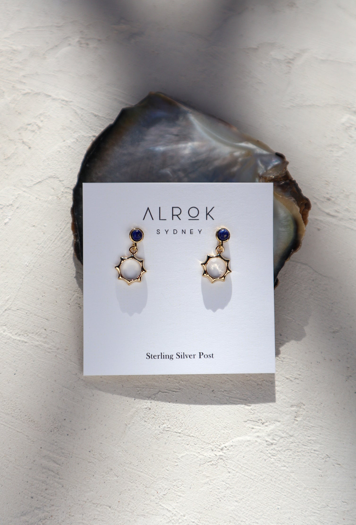 Lapis Lazuli Sun Stud Earrings image 1