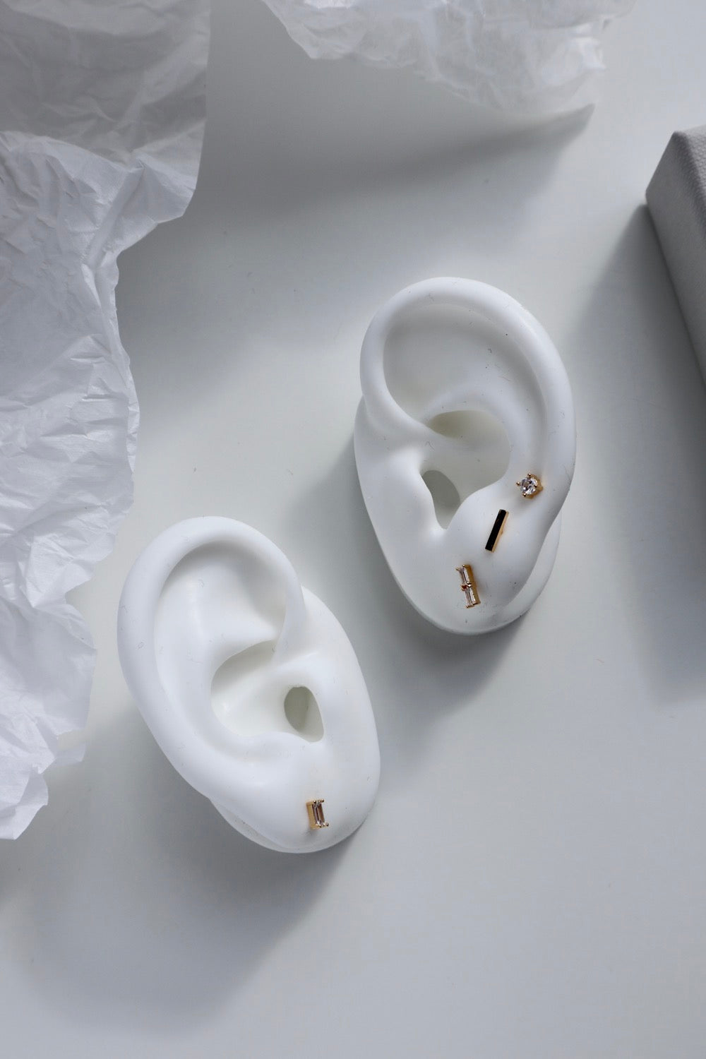 Baguette Silver Stud Earrings Set image 1
