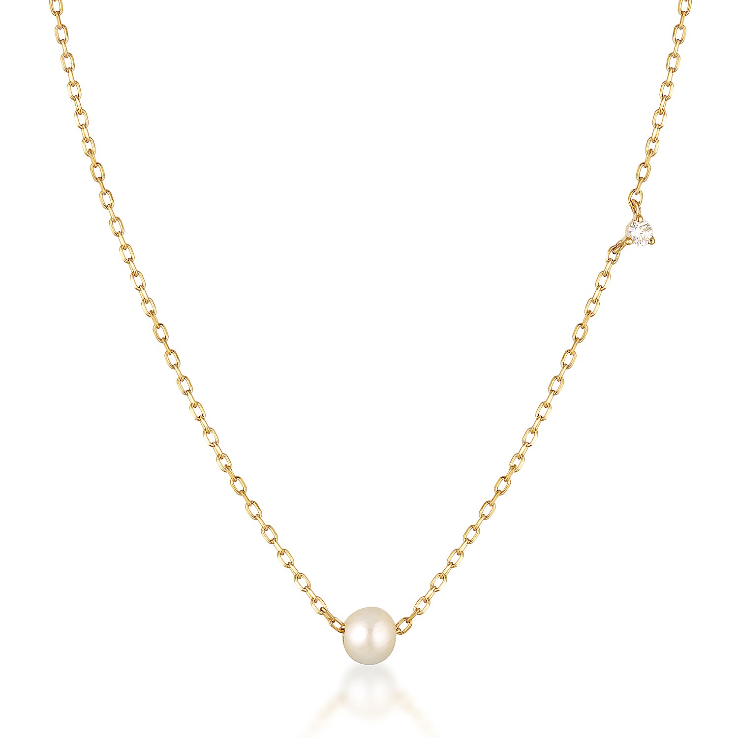 14K Gold Pearl Necklace image 1