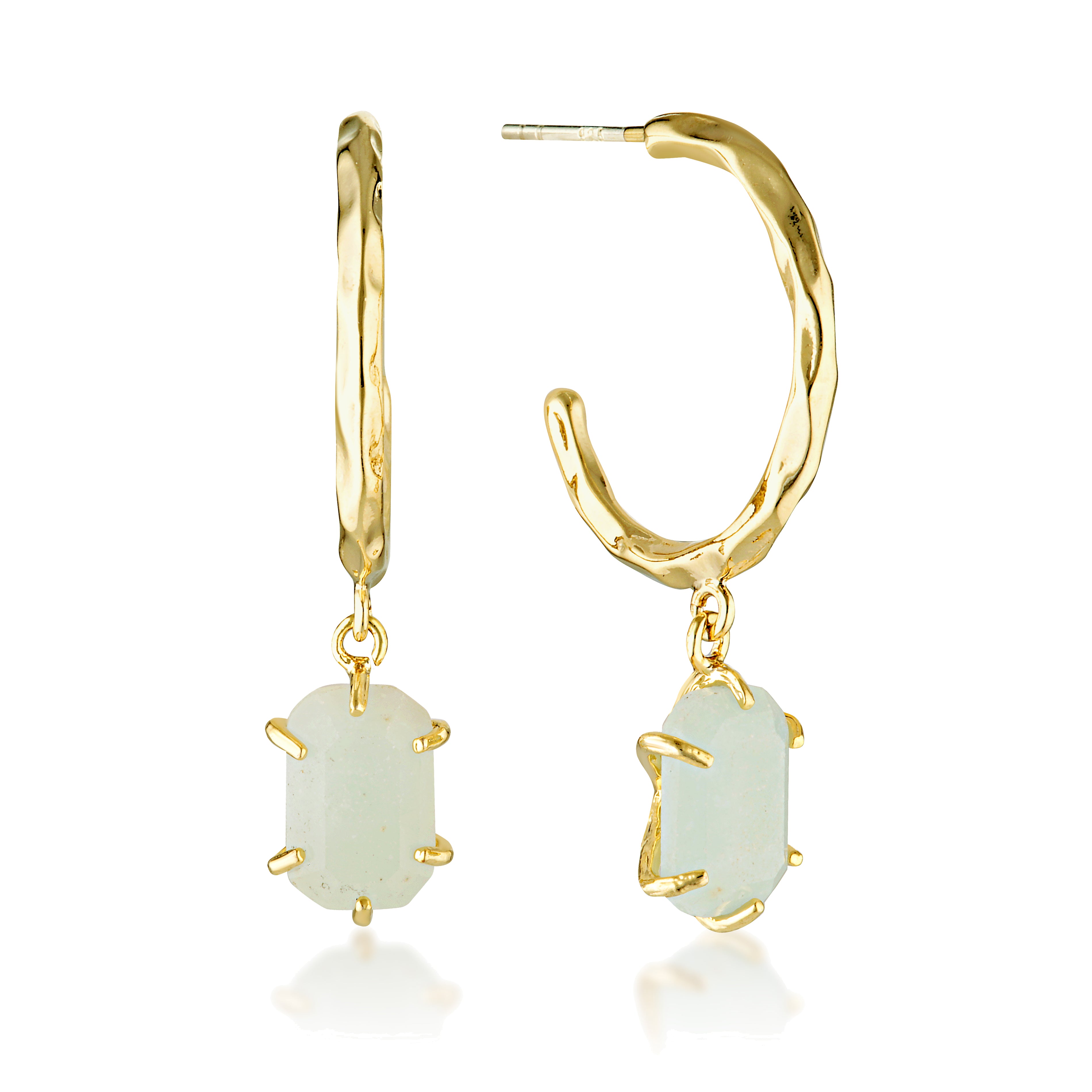 Flow Stone Drop Hoop Earrings image 0