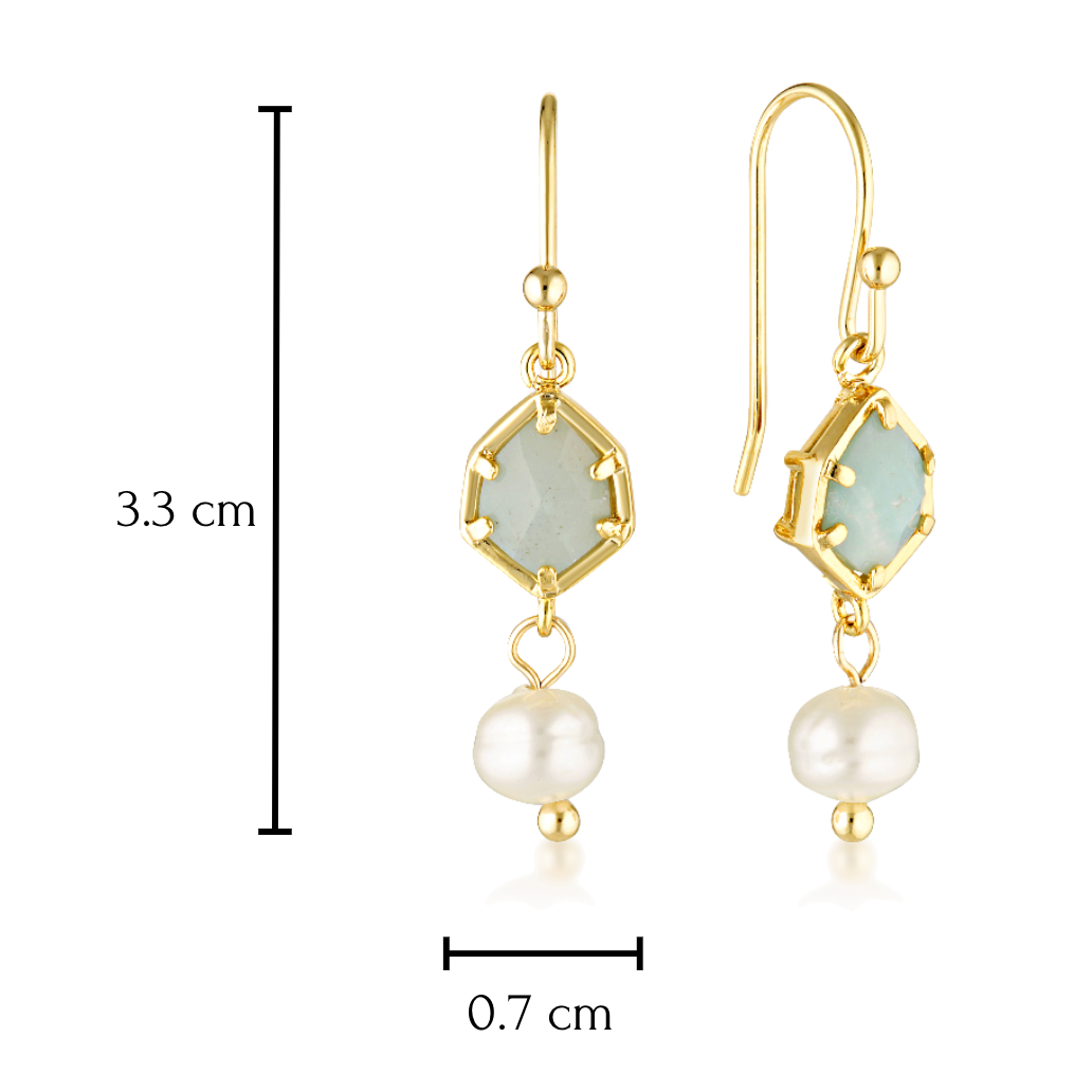 Natural Stone + Pearl Drop Earrings image 1