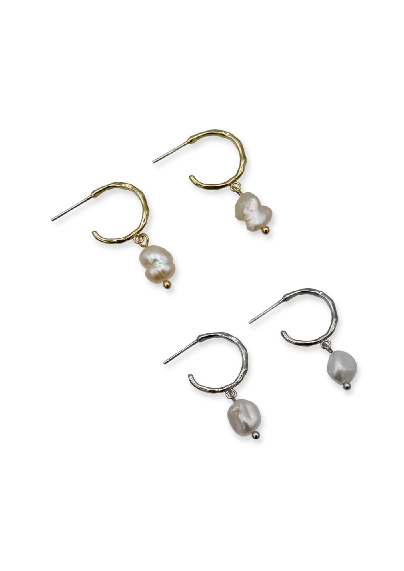 Time Pearl Hoop Earrings image 3