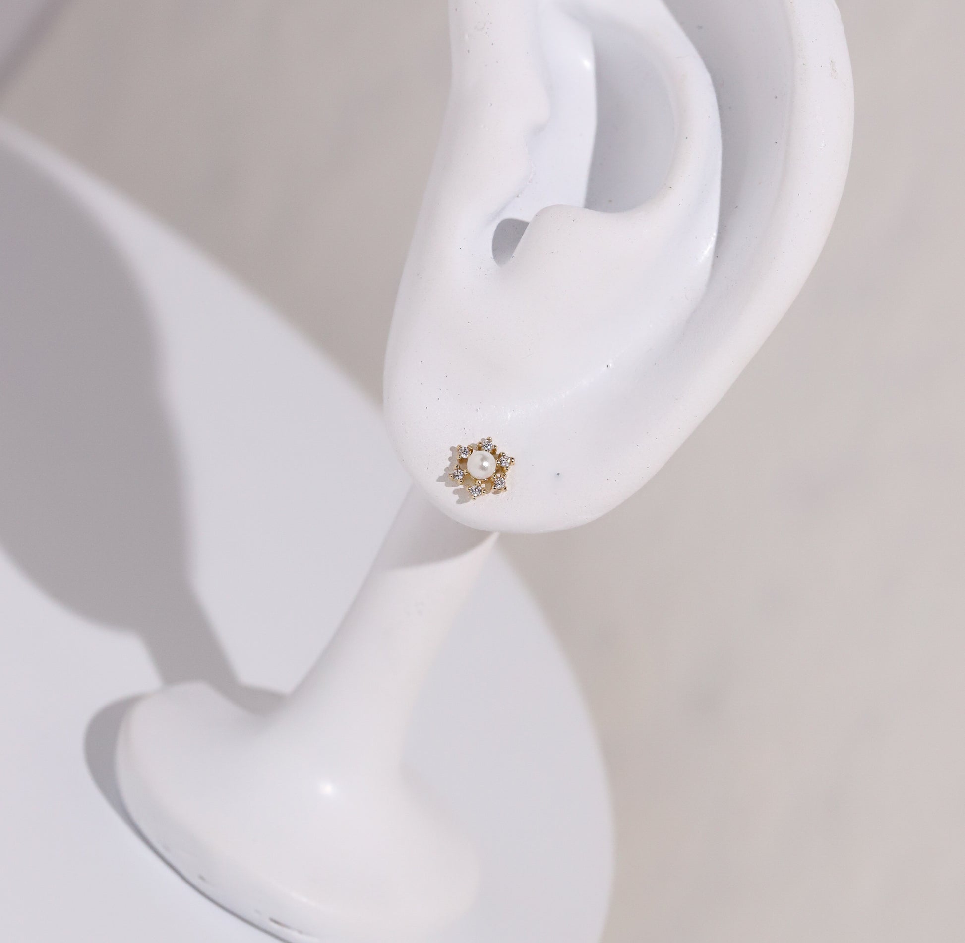 10K Gold Snow Pearl Studs