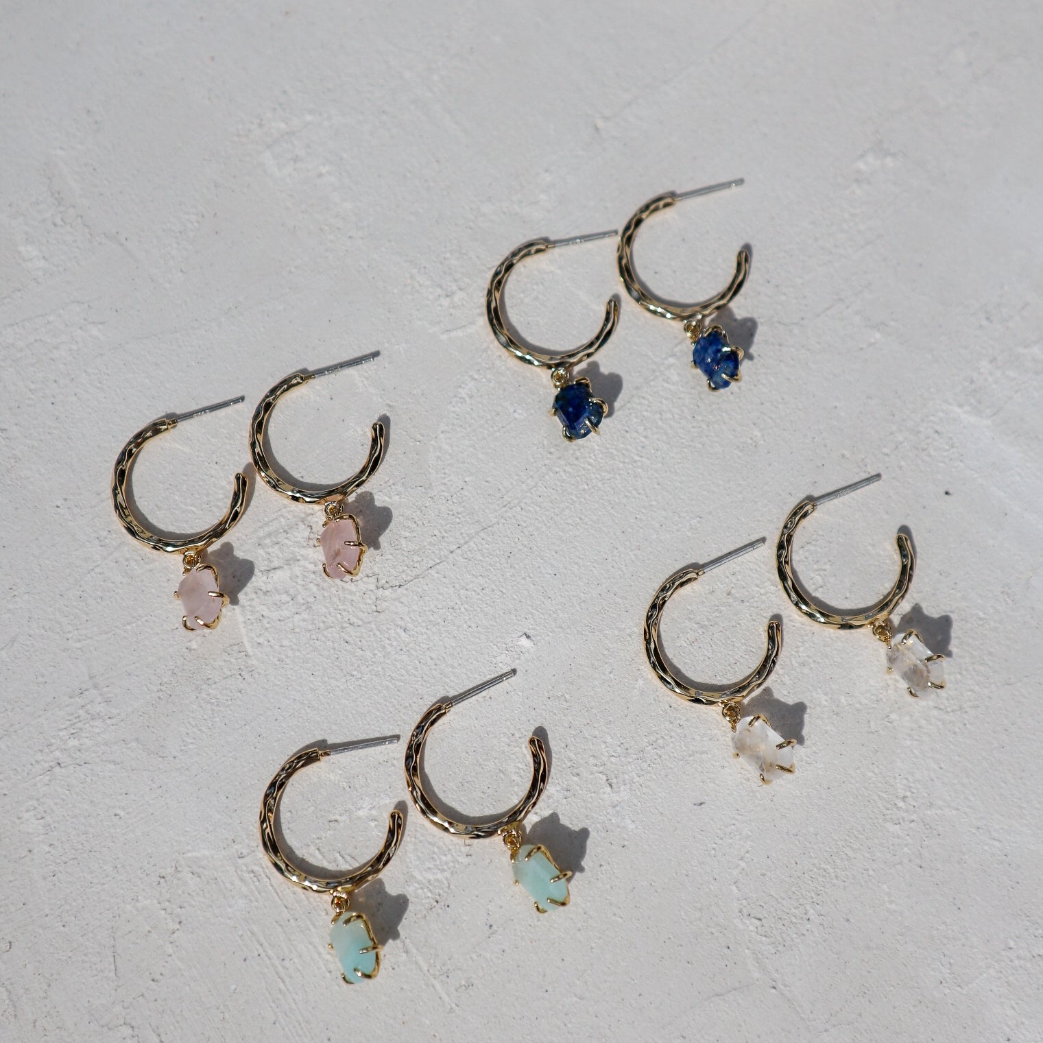 Flow Stone Drop Hoop Earrings image 1