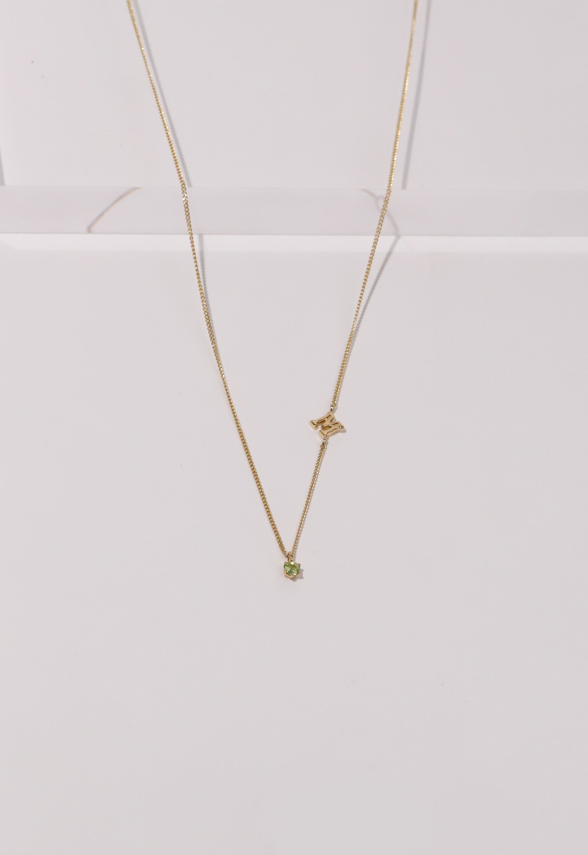 14K Gold Initial + Stone Necklace image 6