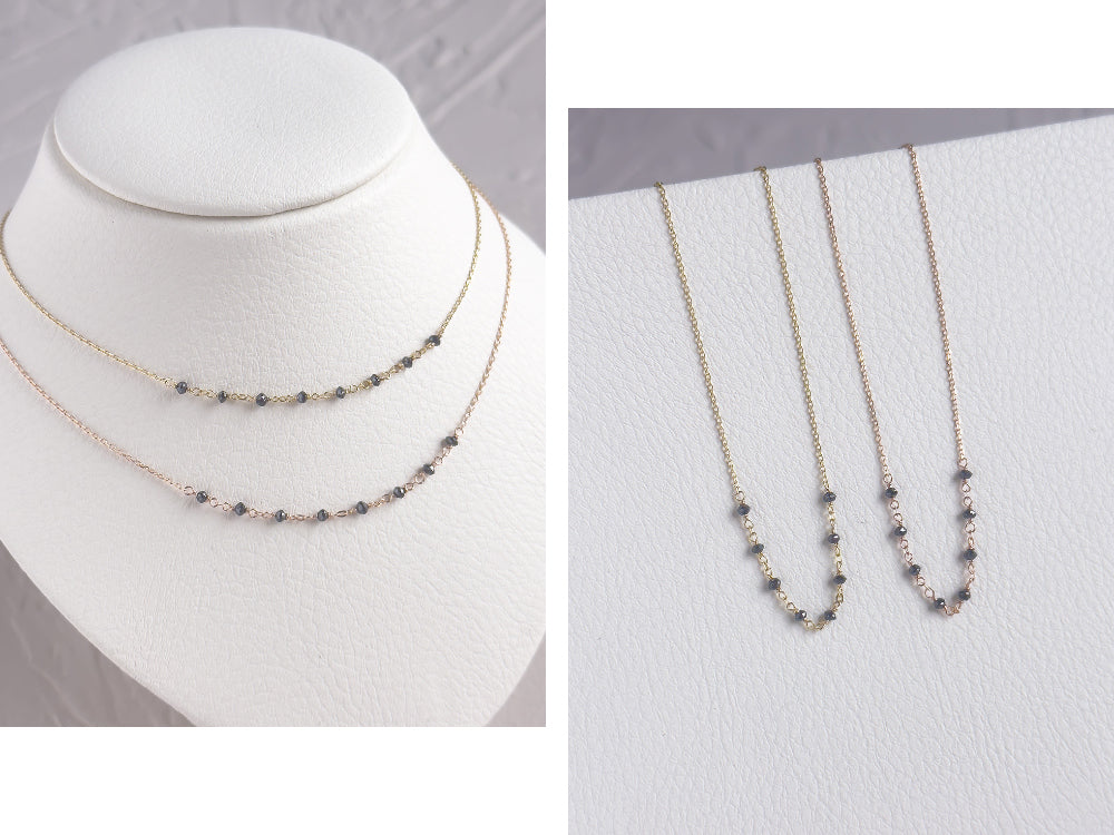 14K Gold Black Rough Diamond Necklace image 2