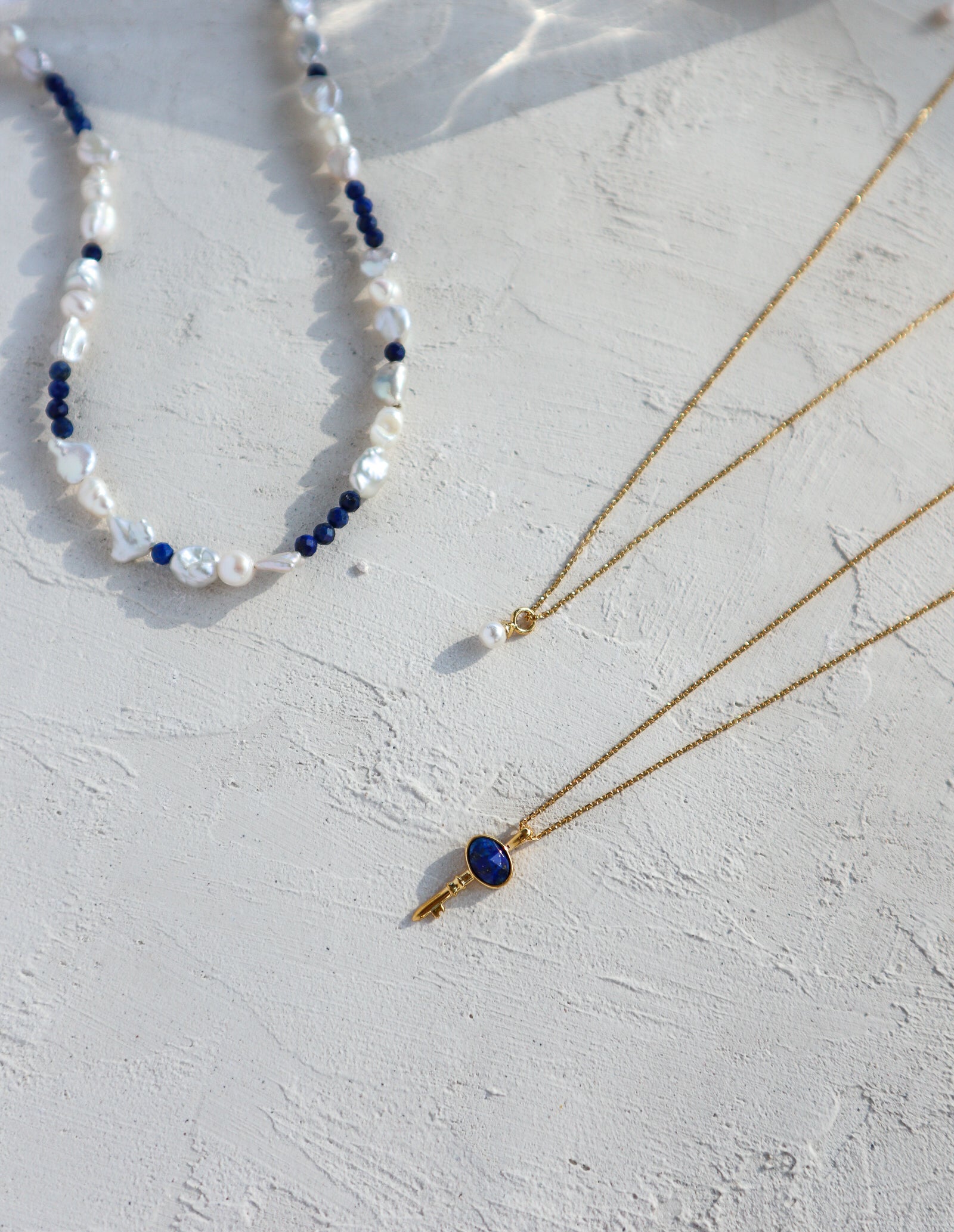 Lapis+ Pearl Silver Necklace image 2