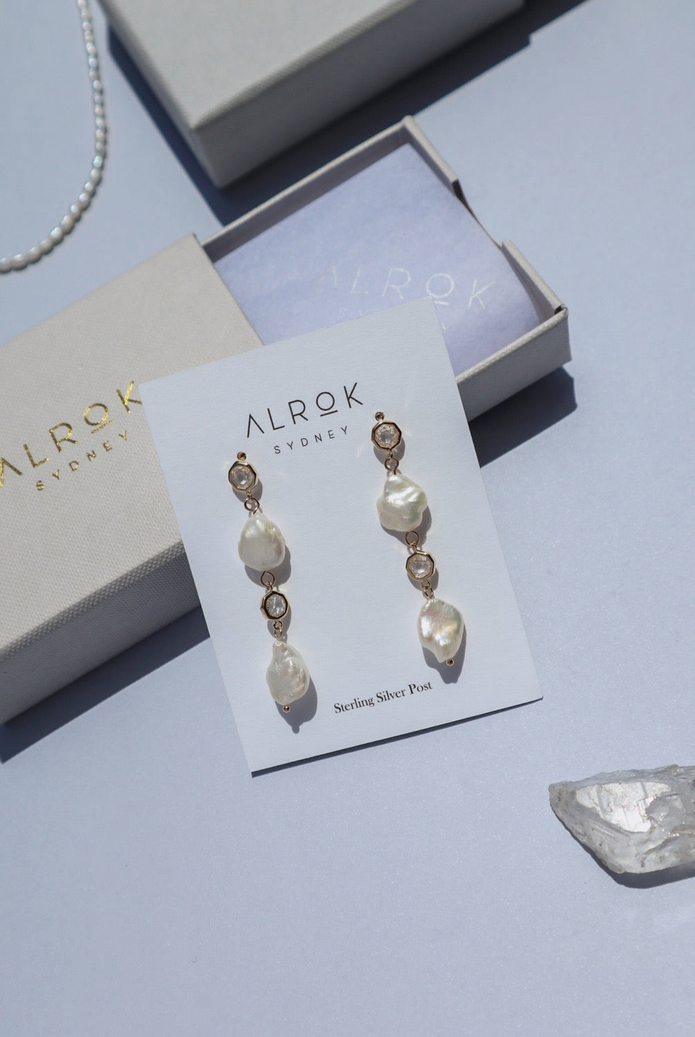 Mumm Crystal + Pearl Drop Earrings   image 3