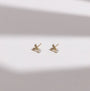 10K Gold V Shape Cubic with Pearl Studs