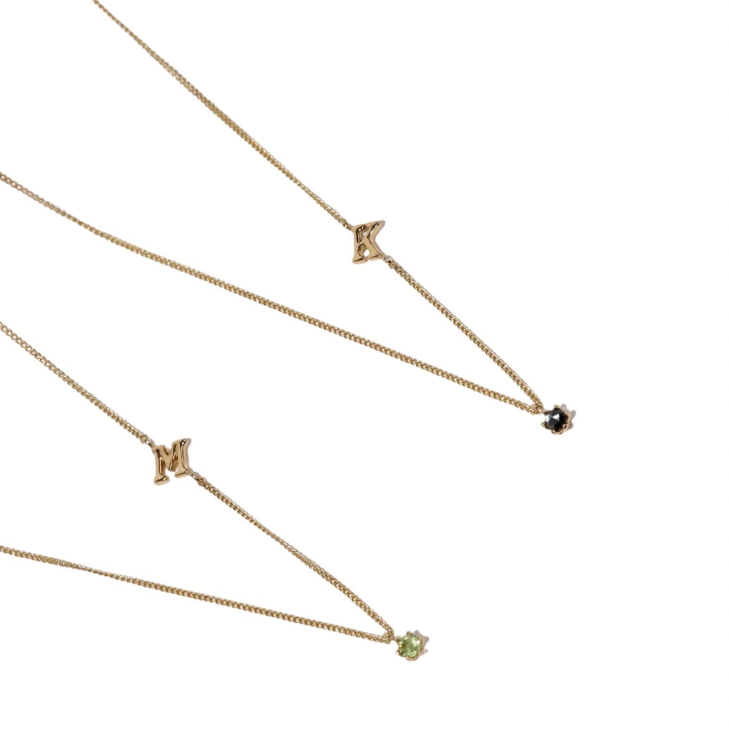 14K Gold Initial + Stone Necklace image 0