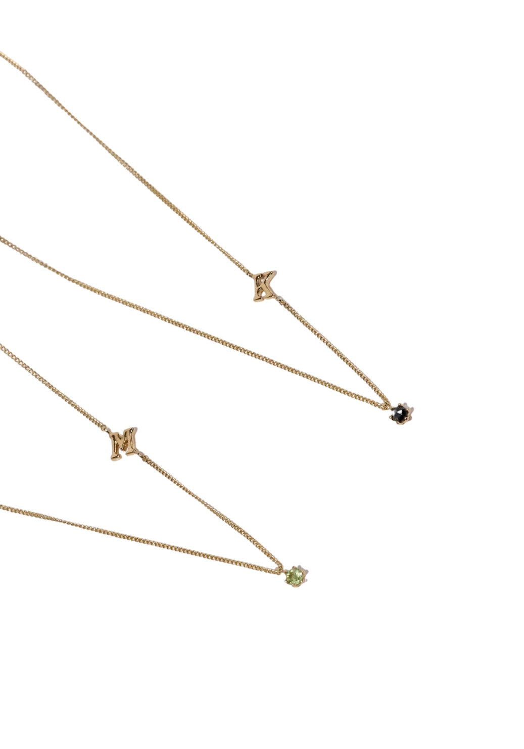 14K Gold Initial + Stone Necklace image 0