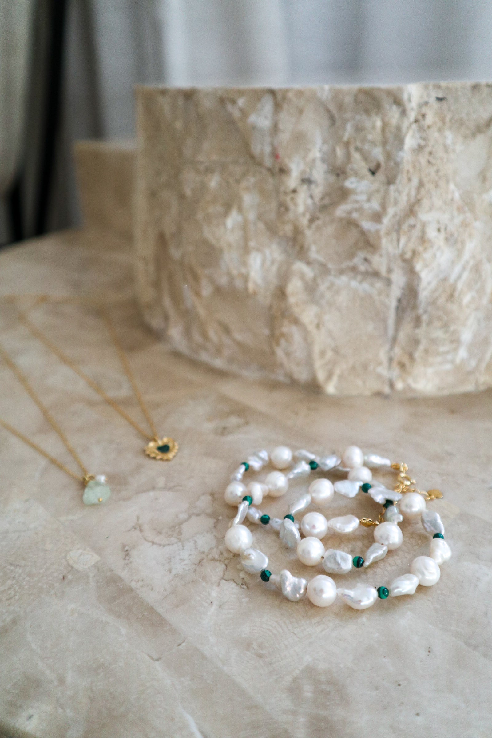 Malachite & Pearl Silver Necklace image 8