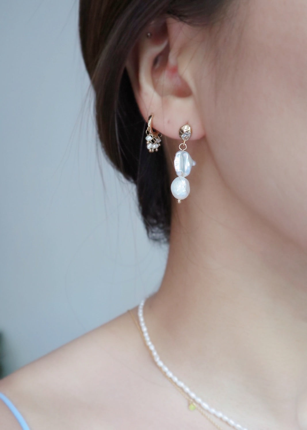 Amber Pearl Drop Earrings image 3