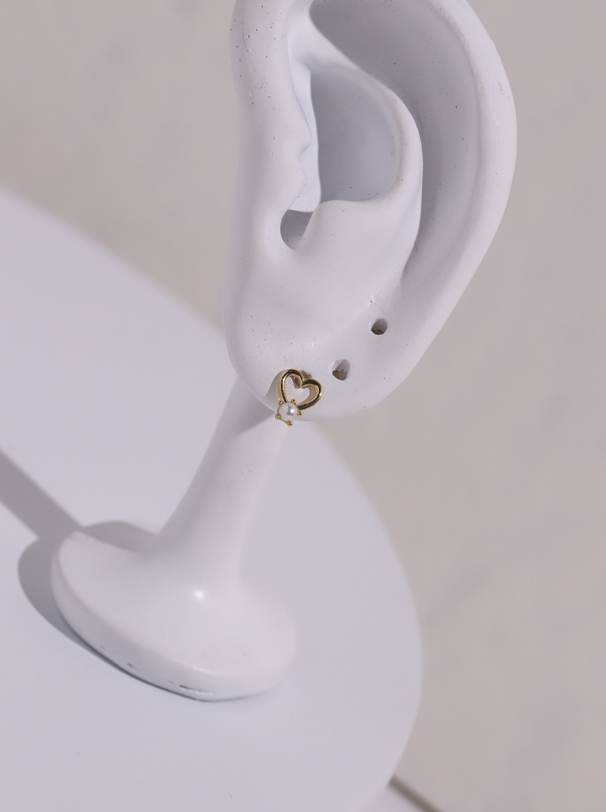 10K Gold Open Heart with Pearl Studs