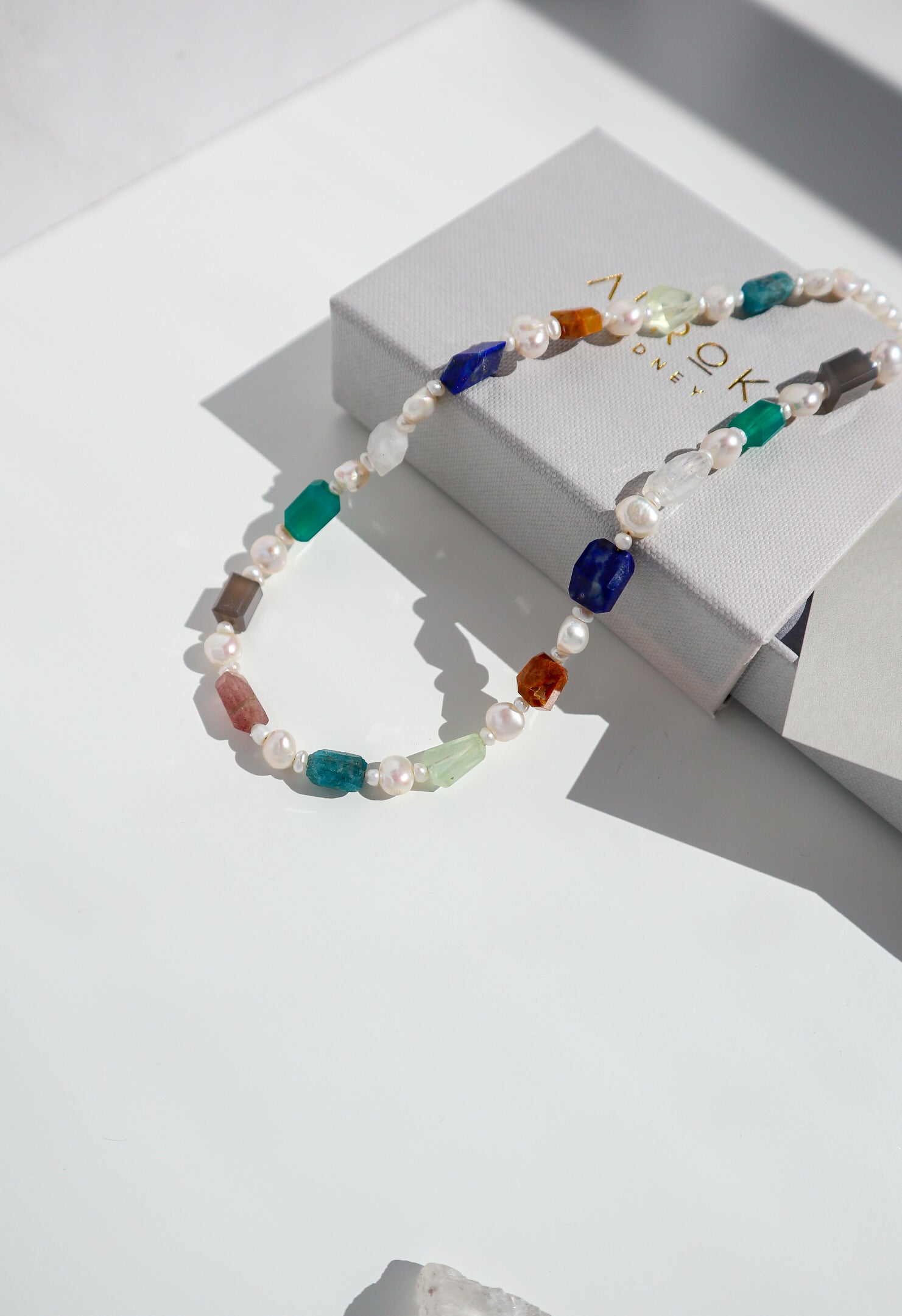 Multicolor Natural Stone Choker Silver Necklace image 2