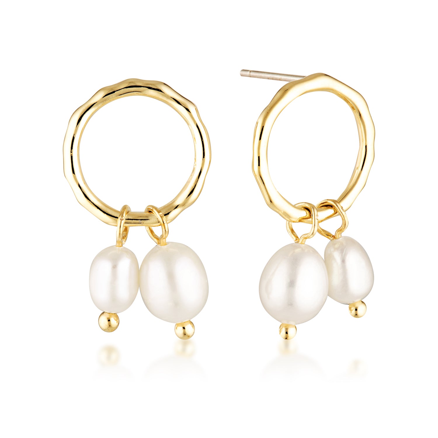 Circle Studs with Two Drop Pearls BEP005G