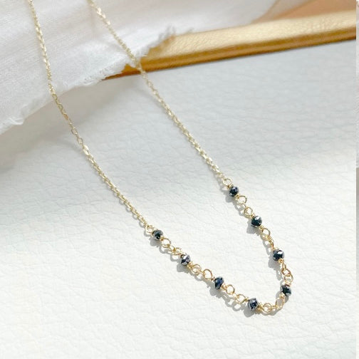 14K Gold Black Rough Diamond Necklace image 0