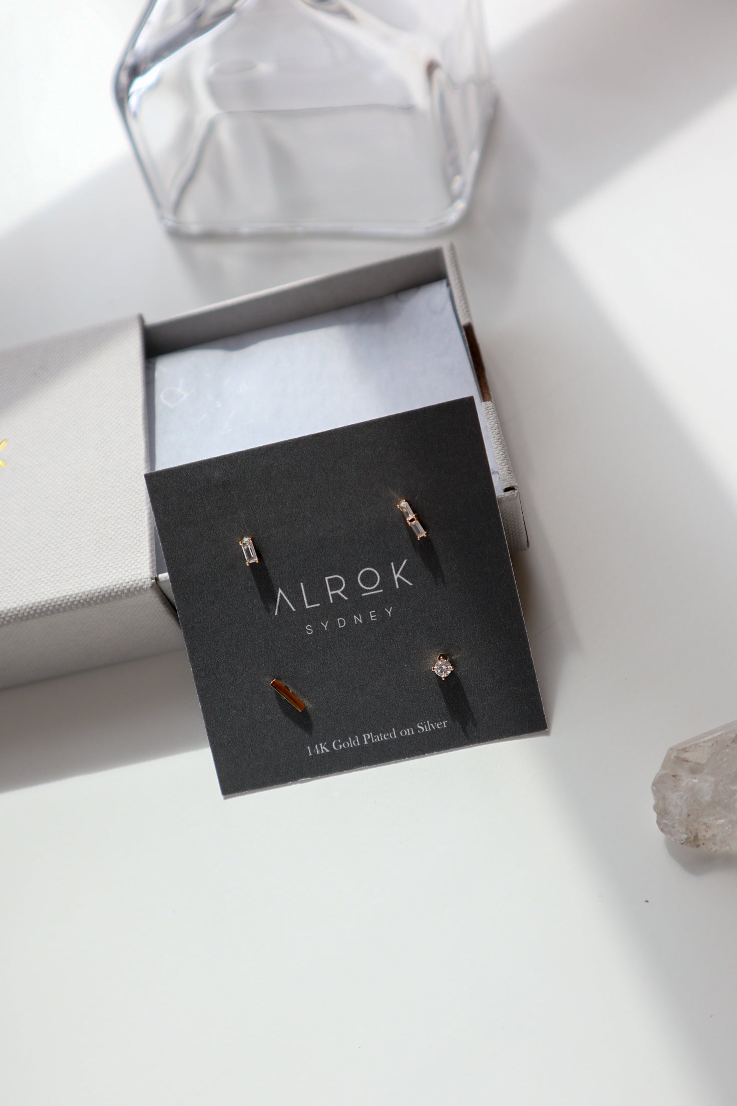 Baguette Silver Stud Earrings Set image 2