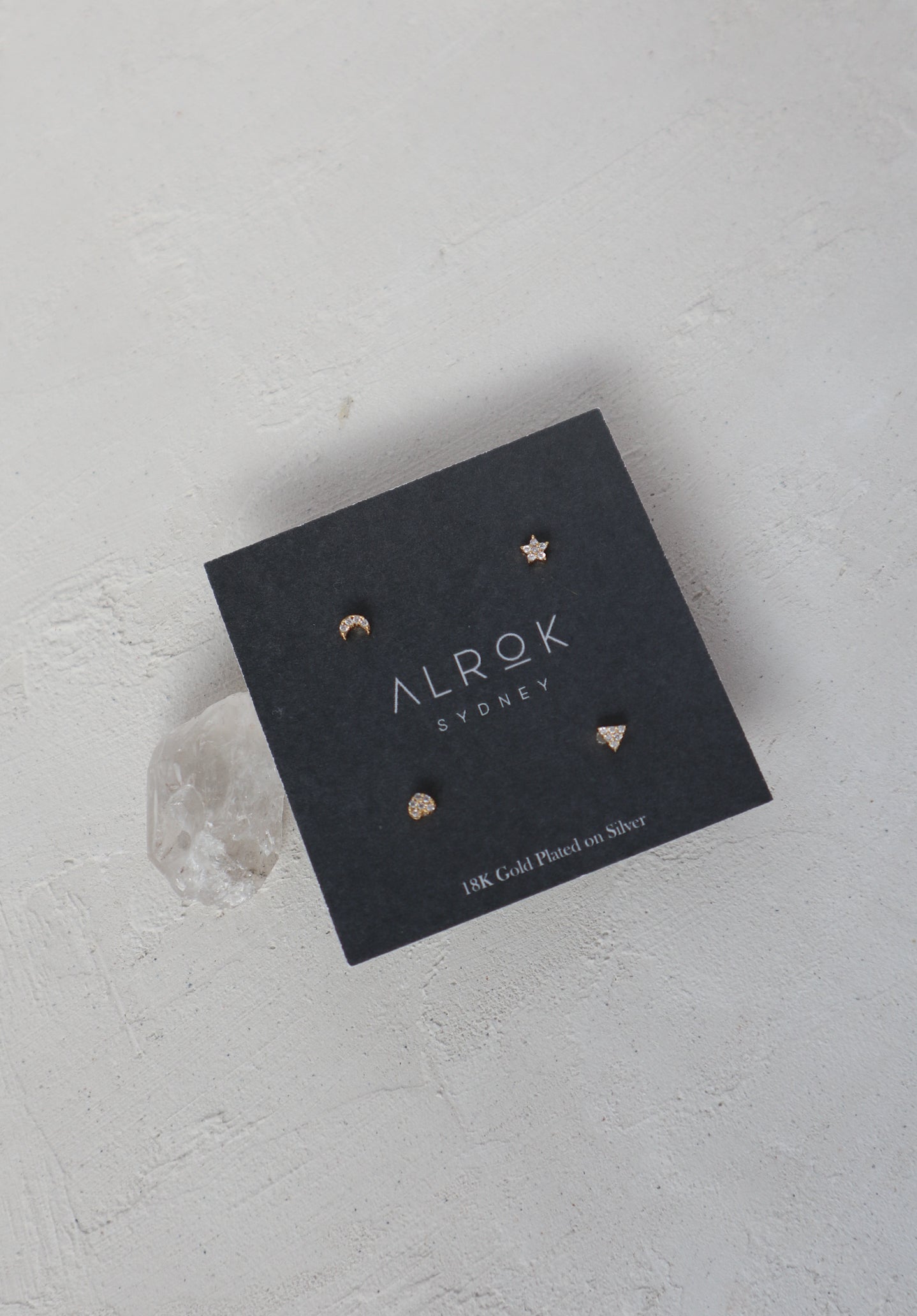 4 Shapes Gold Plated Silver Stud Earrings Set image 2