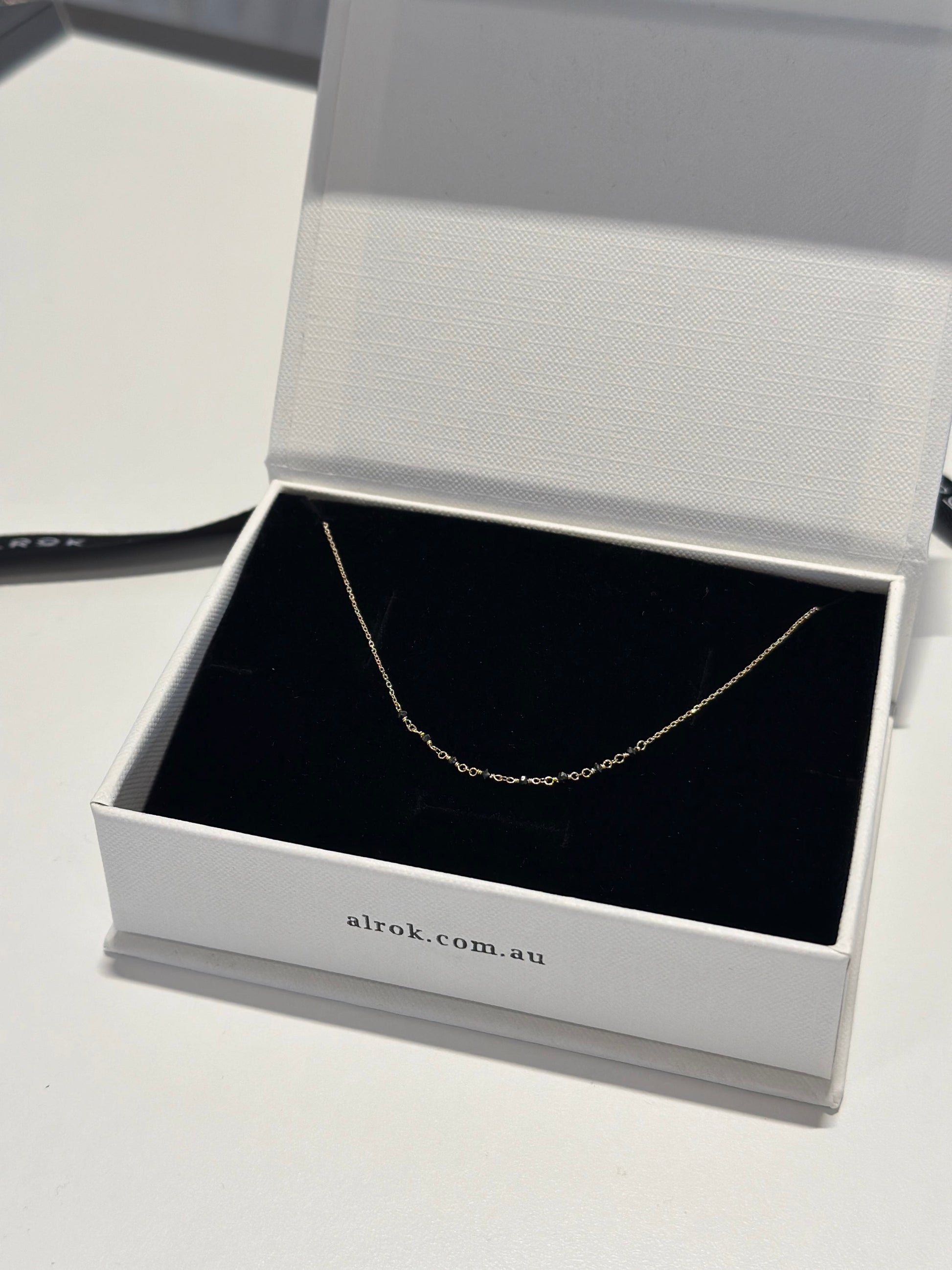 14K Gold Black Rough Diamond Necklace image 3