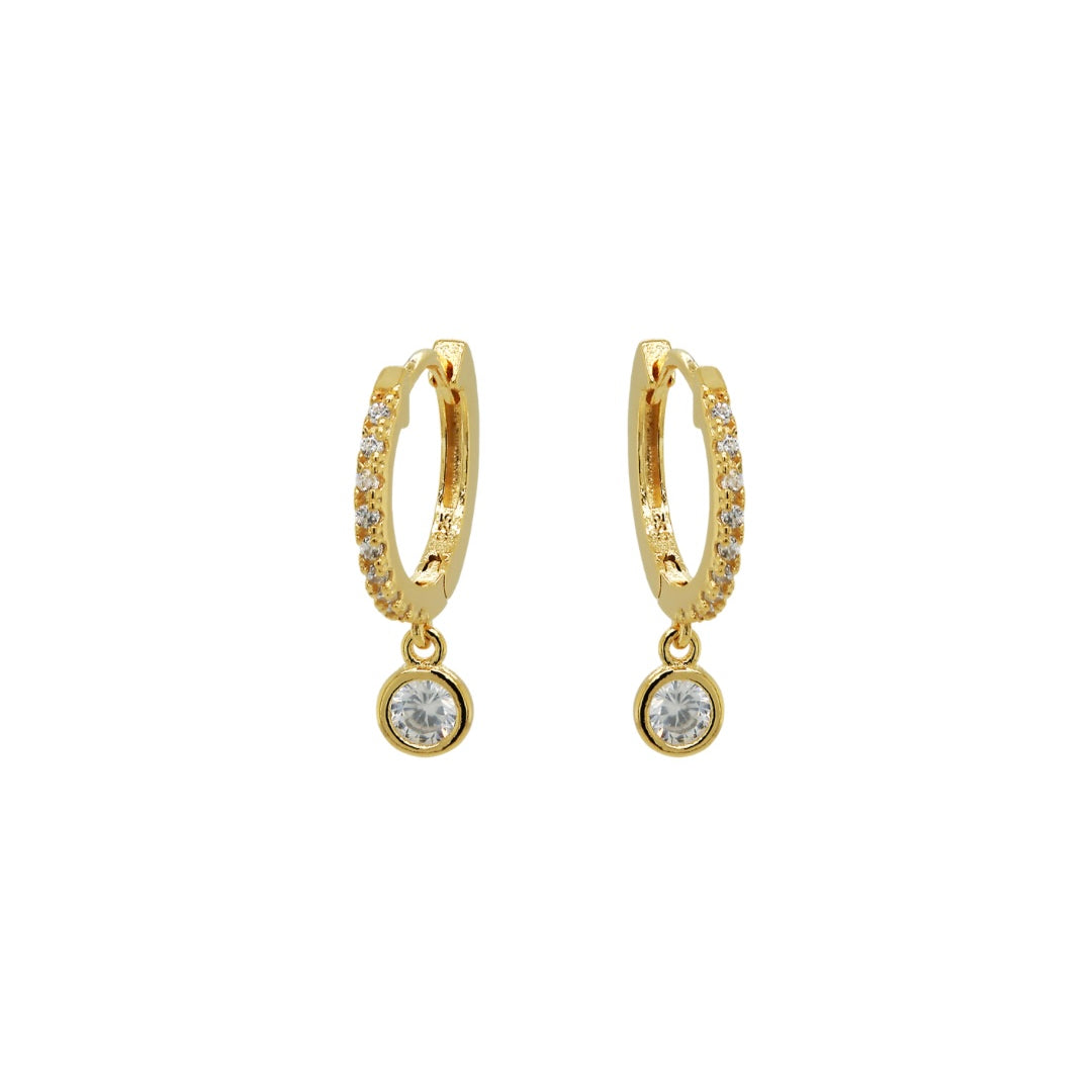 SEC023G Round Bezel Cubic Drop Hoops image 0