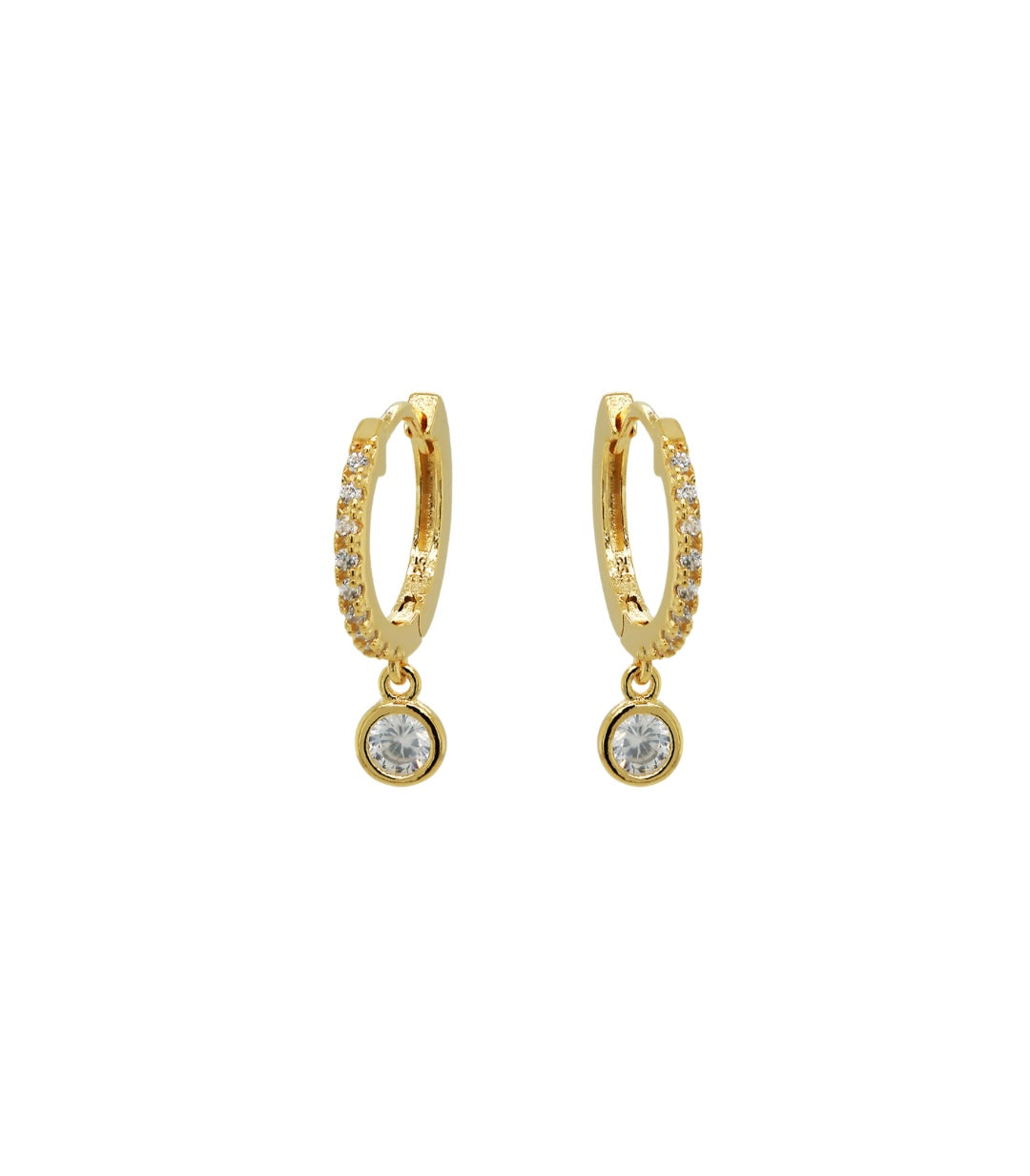 SEC023G Round Bezel Cubic Drop Hoops image 0