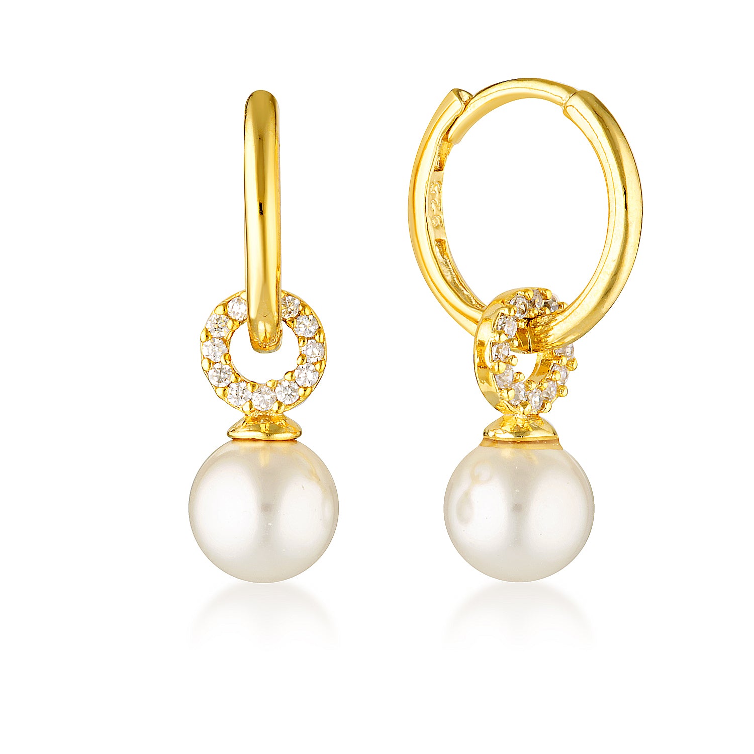Pearl Charm Hoop Earrings image 0