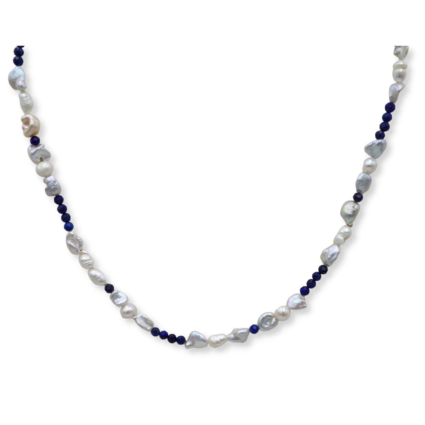 Lapis+ Pearl Silver Necklace image 1