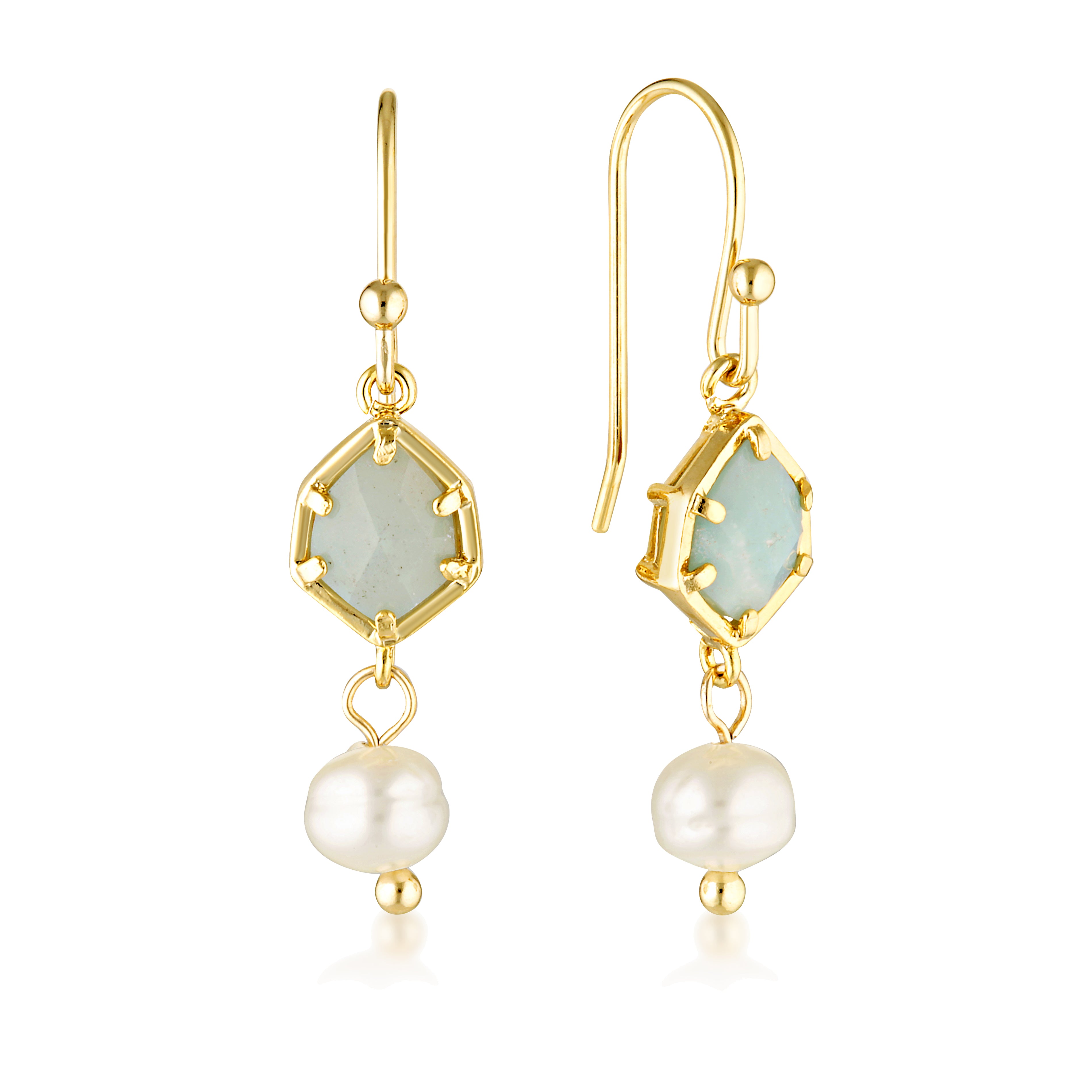 Natural Stone + Pearl Drop Earrings image 0