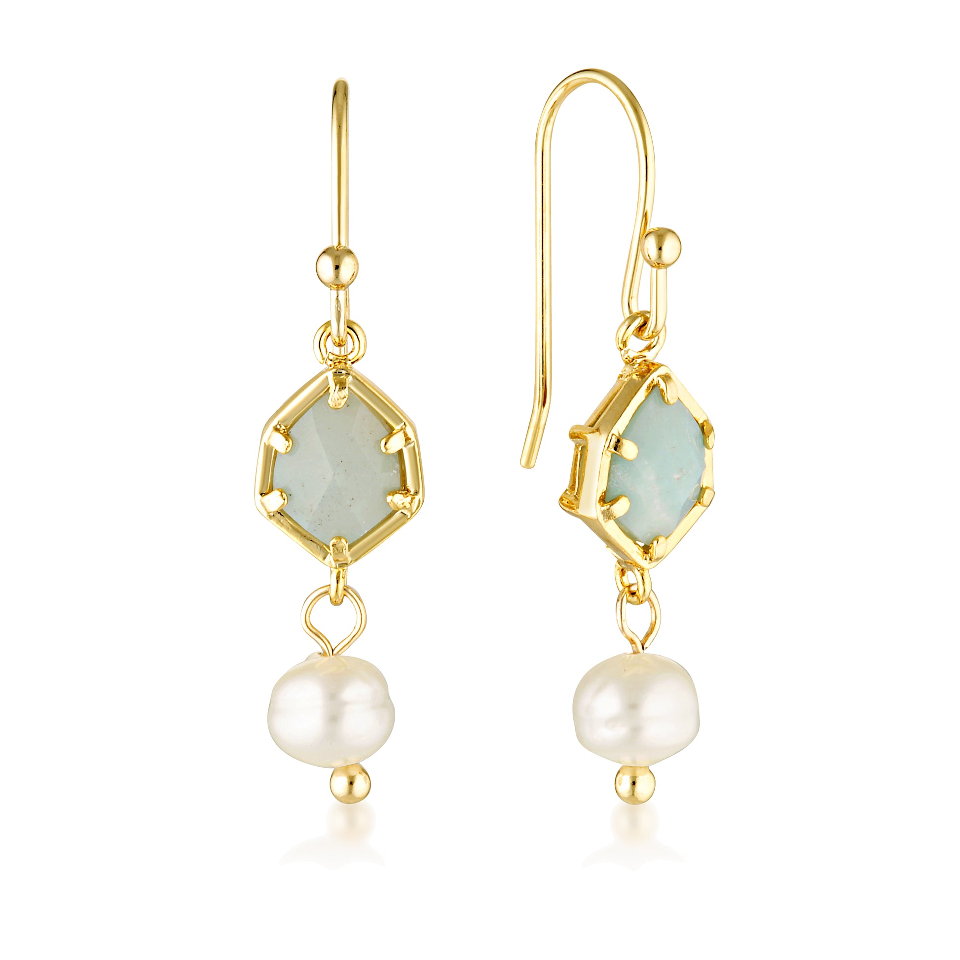 Natural Stone + Pearl Drop Earrings image 0