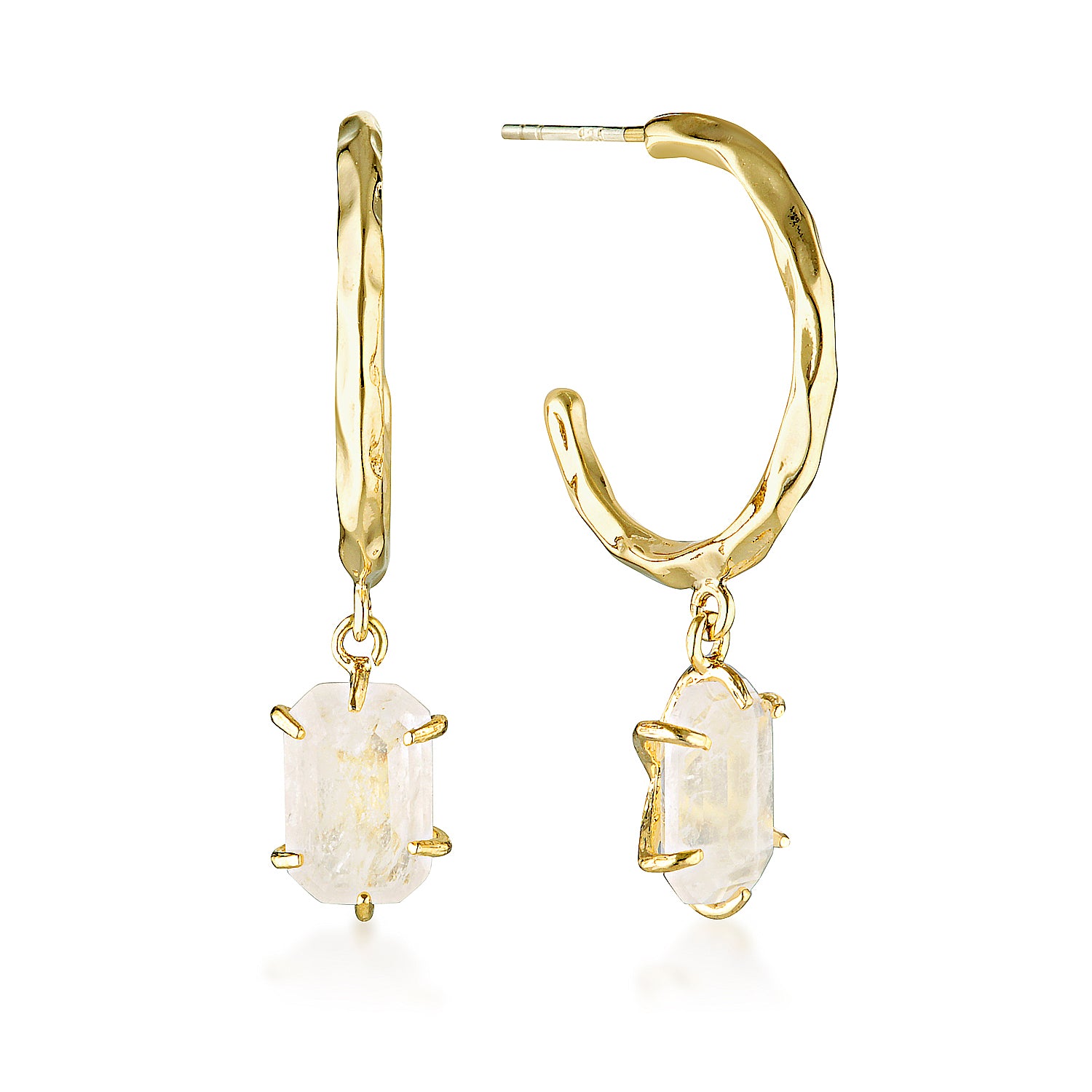 Flow Stone Drop Hoop Earrings image 2