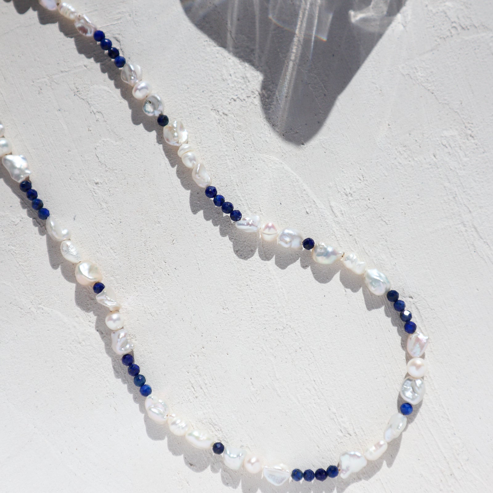 Lapis+ Pearl Silver Necklace image 0