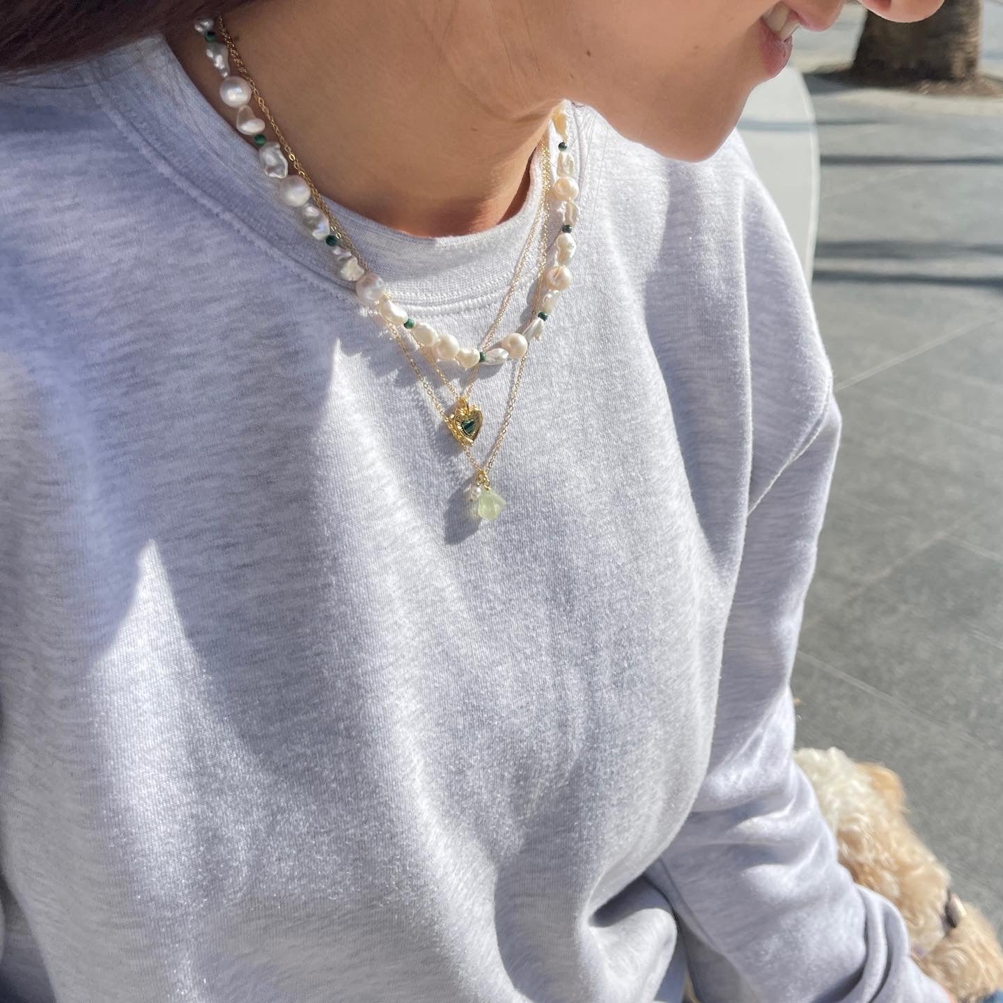 Malachite & Pearl Silver Necklace image 6