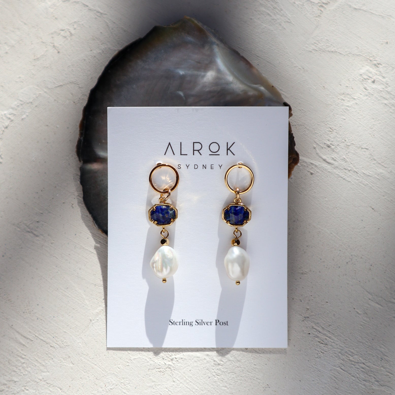 Lapis Lazuli Pearl Drop Earrings image 1