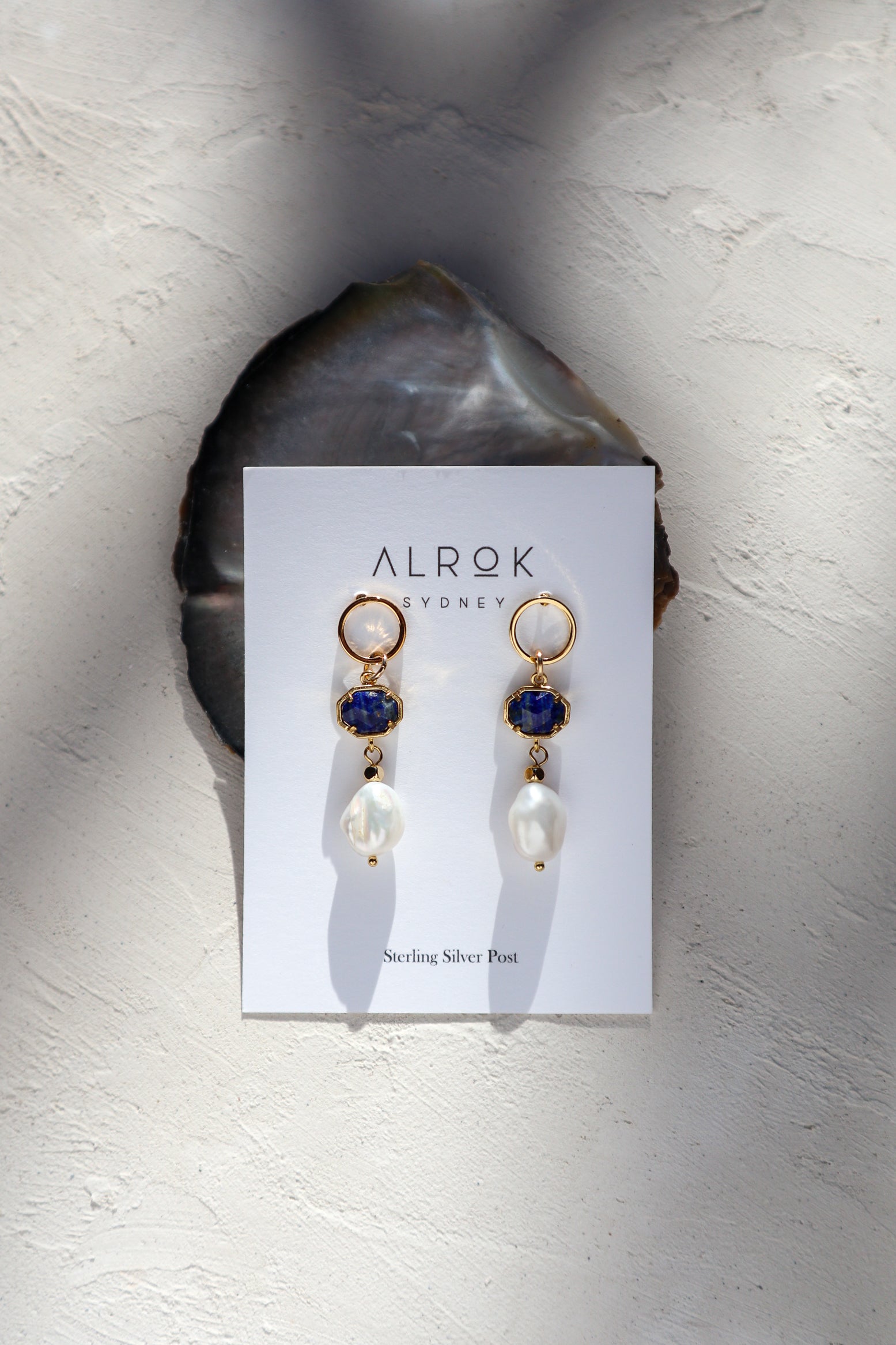 Lapis Lazuli Pearl Drop Earrings image 1