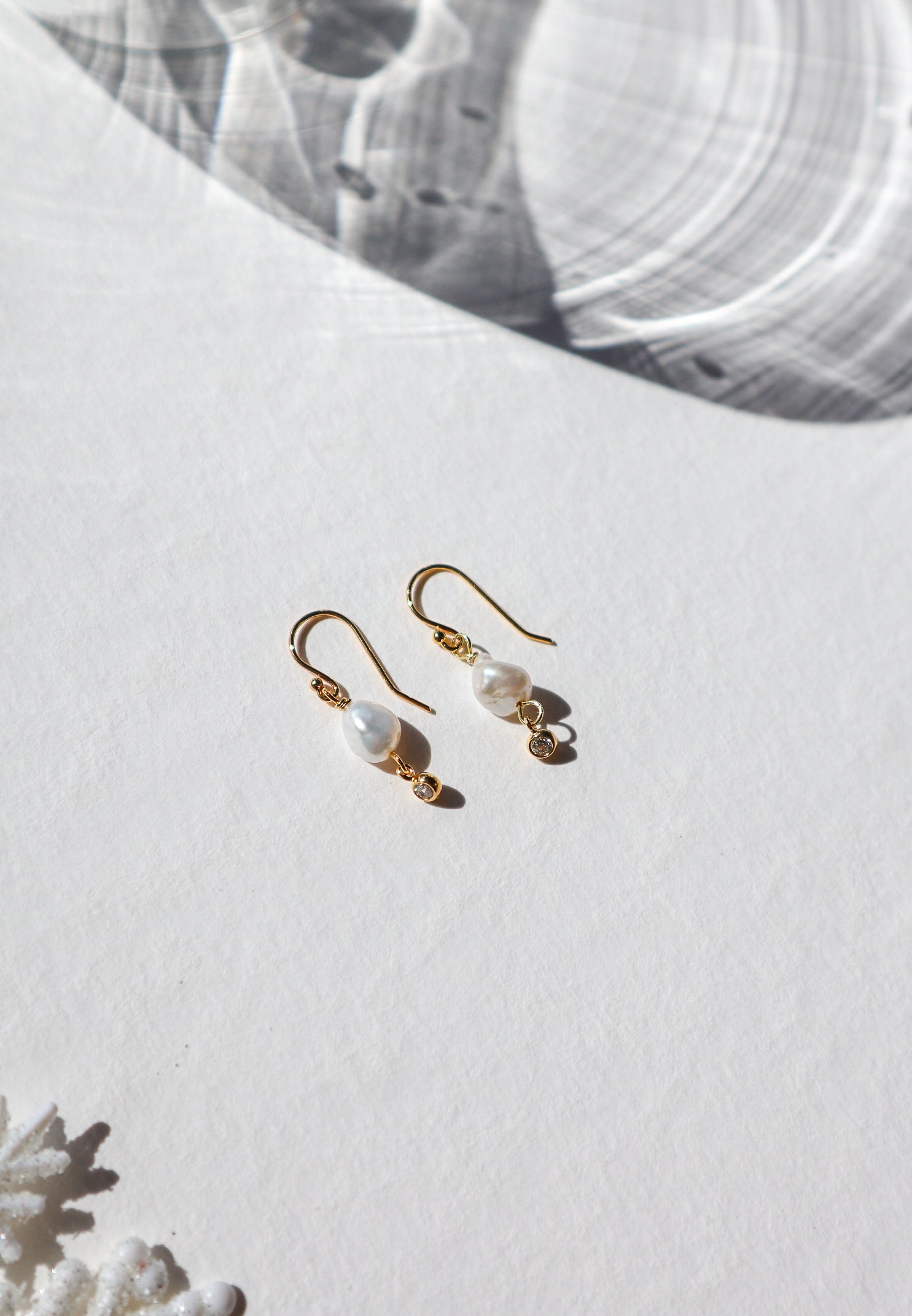 Cubic Drop Pearl Earrings image 2