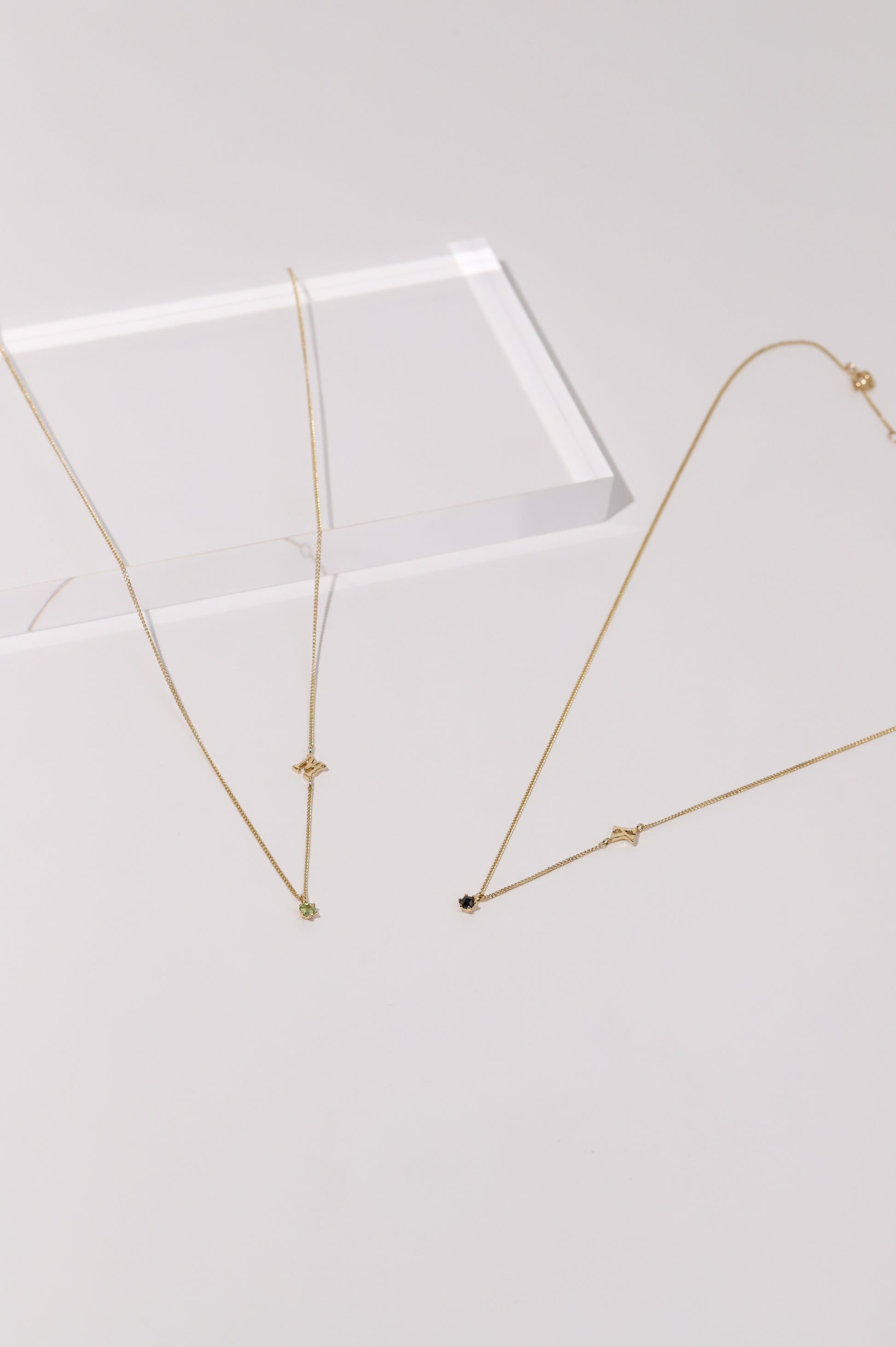 14K Gold Initial + Stone Necklace image 3