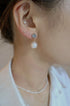 Labradorite Stud Pearl Drop Earrings image 1