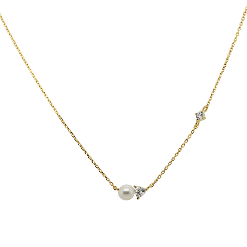 Pearl + Cubic Necklace image 0