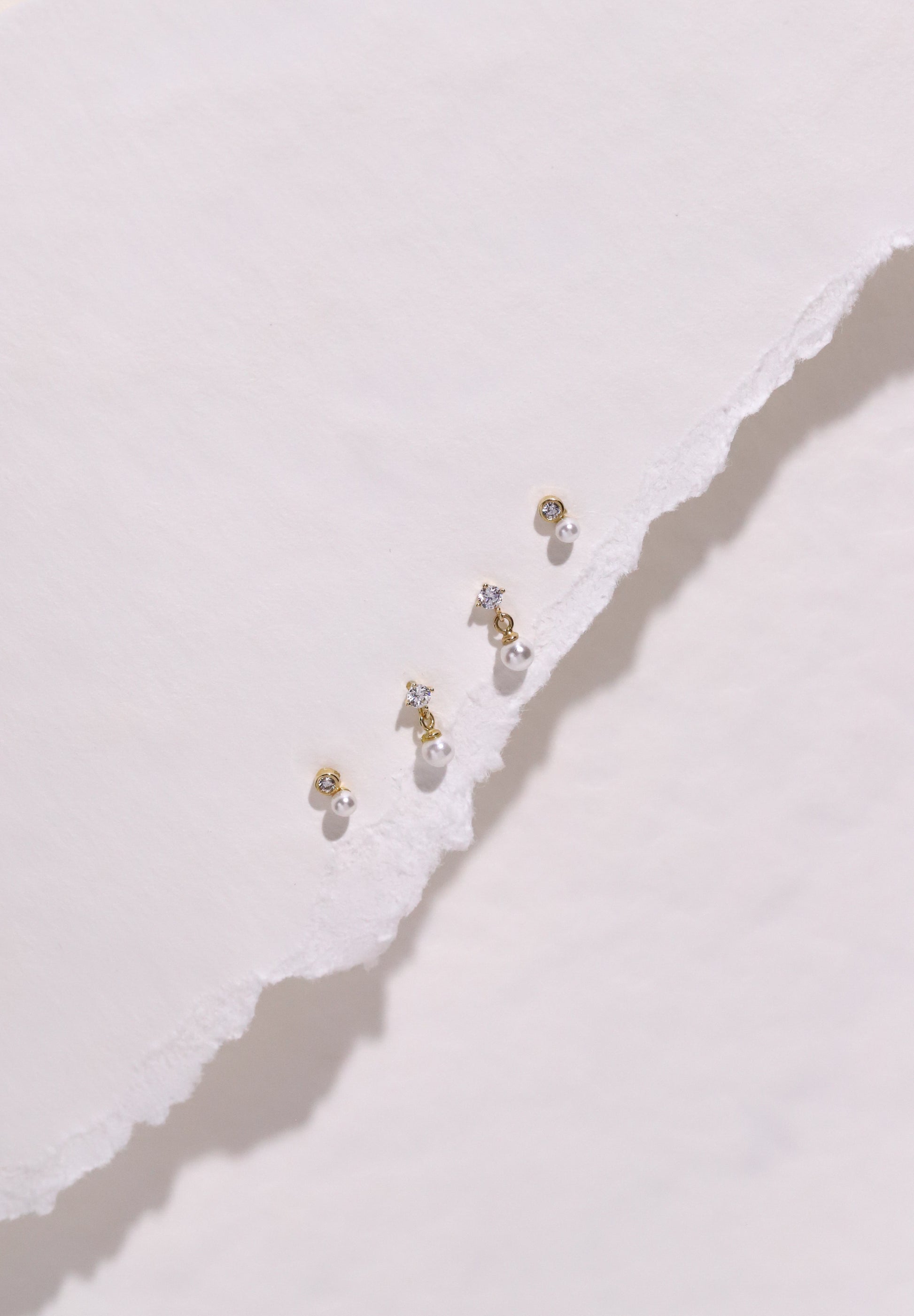 10K Gold Cubic with Dangly Pearl Studs